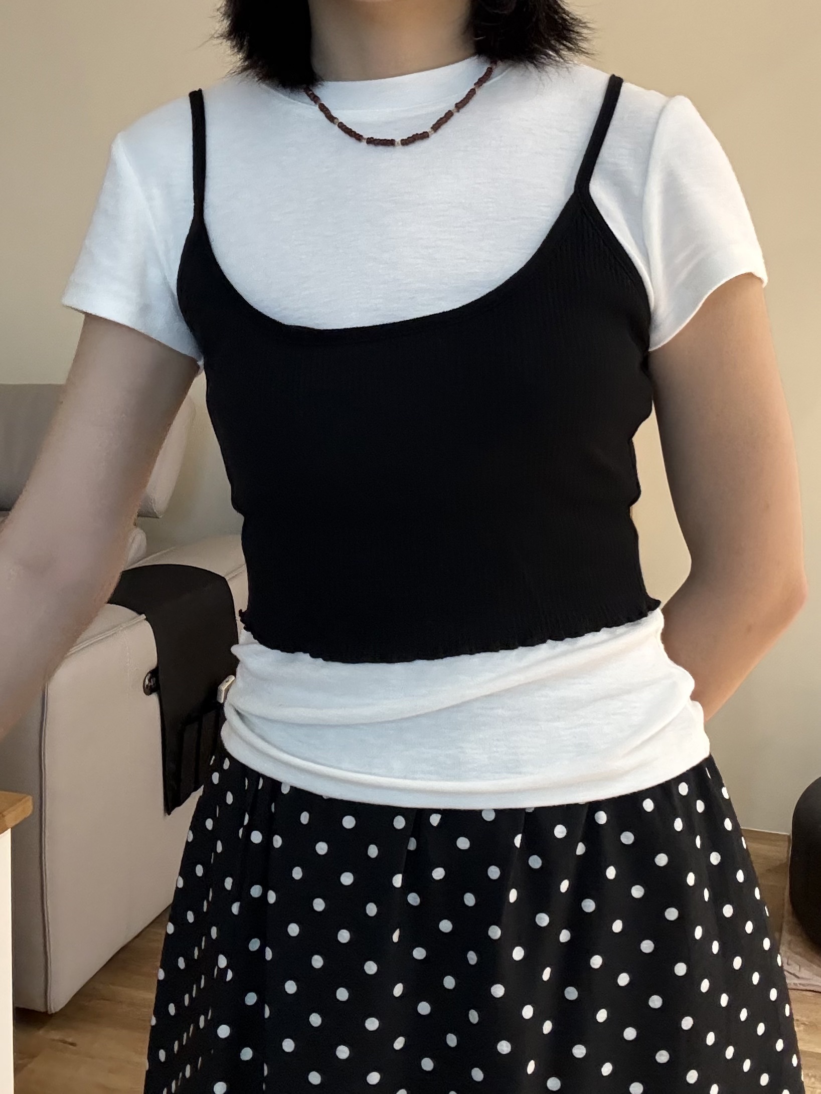 附胸墊可拆式下木耳背心 (黑)