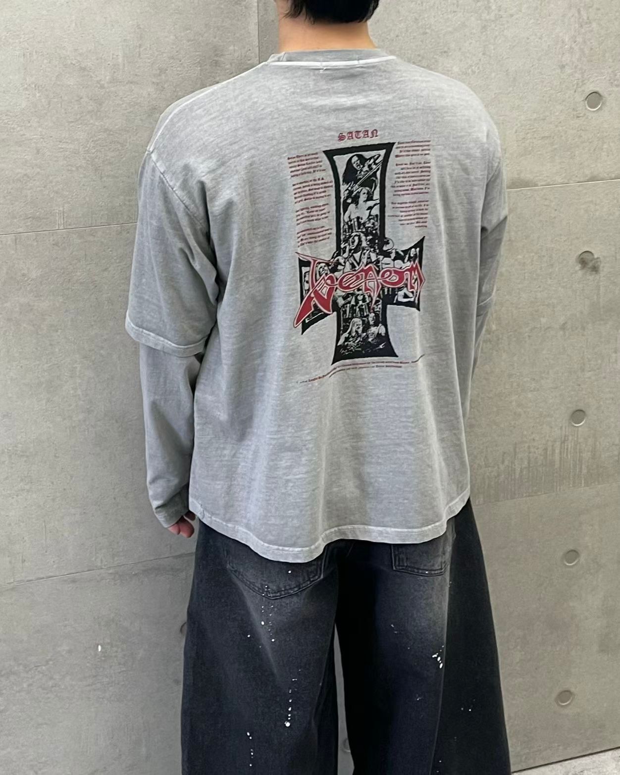 洗水假兩件英文字圖案長袖衫 PULSE-227T