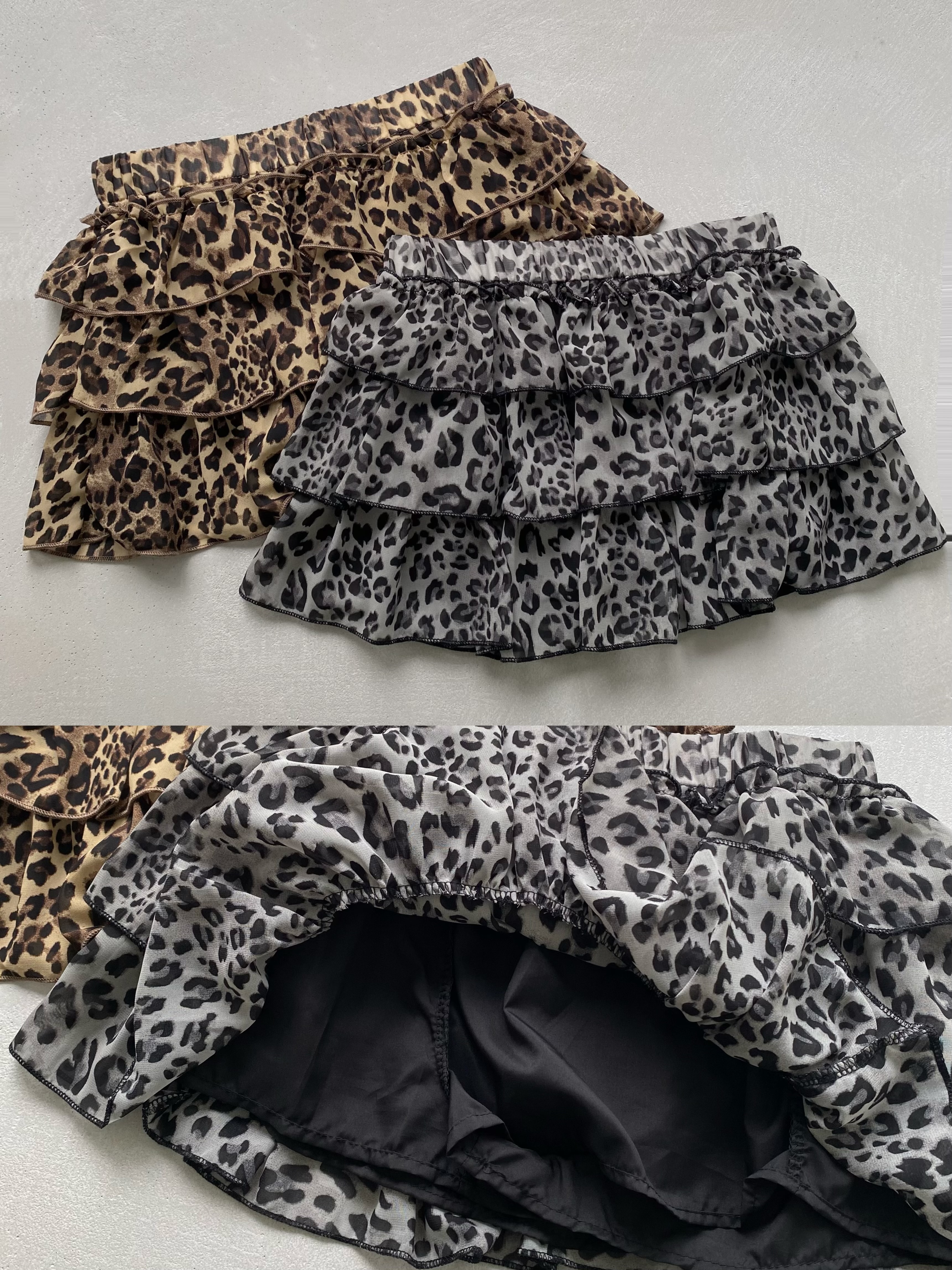 浪漫雪紡豹紋蛋糕裙