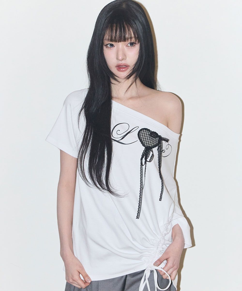 ILLIGO Love 單肩寬版T恤 白色 26SPTOP10WH