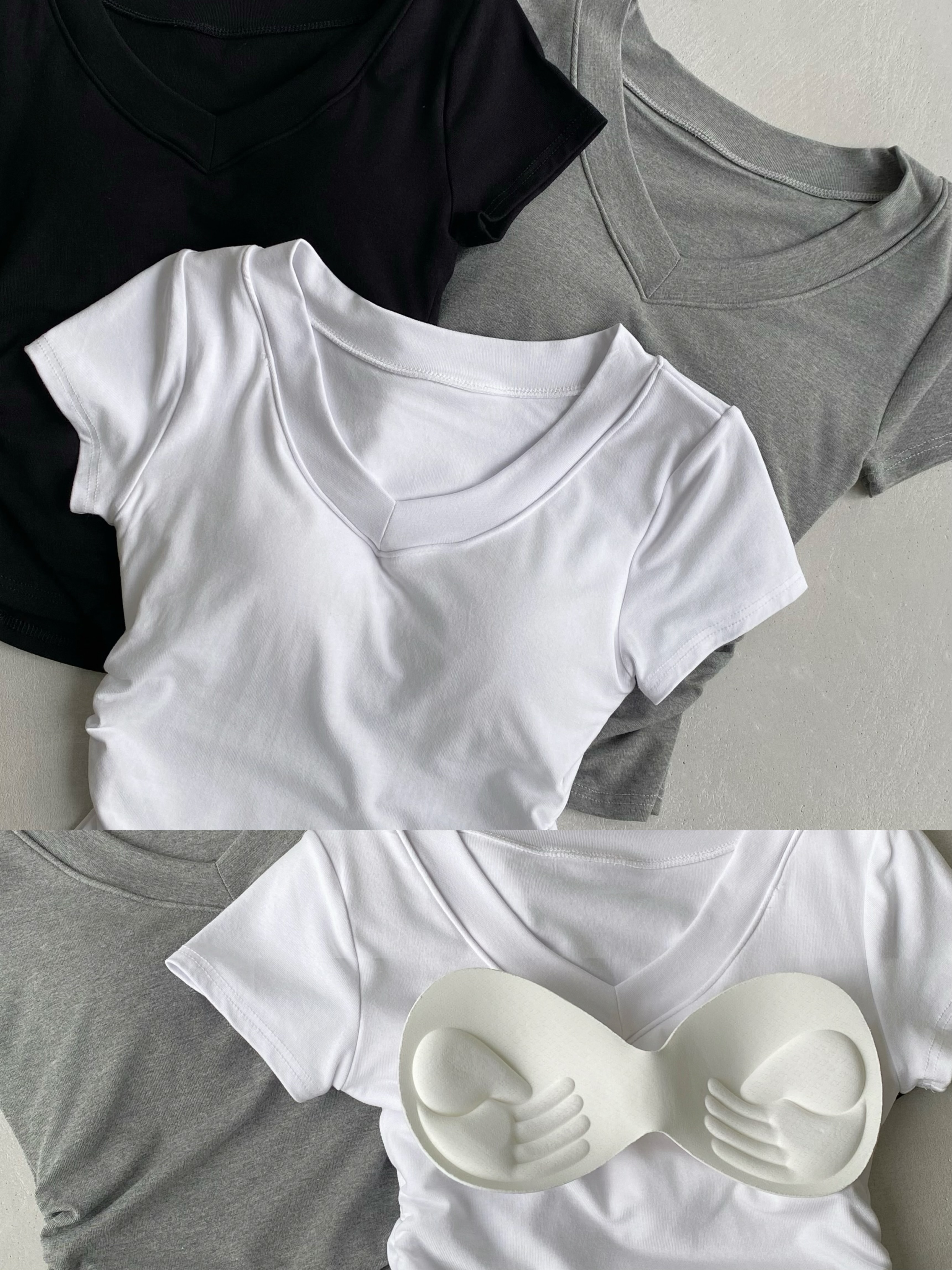 顯瘦V領抓皺bra T