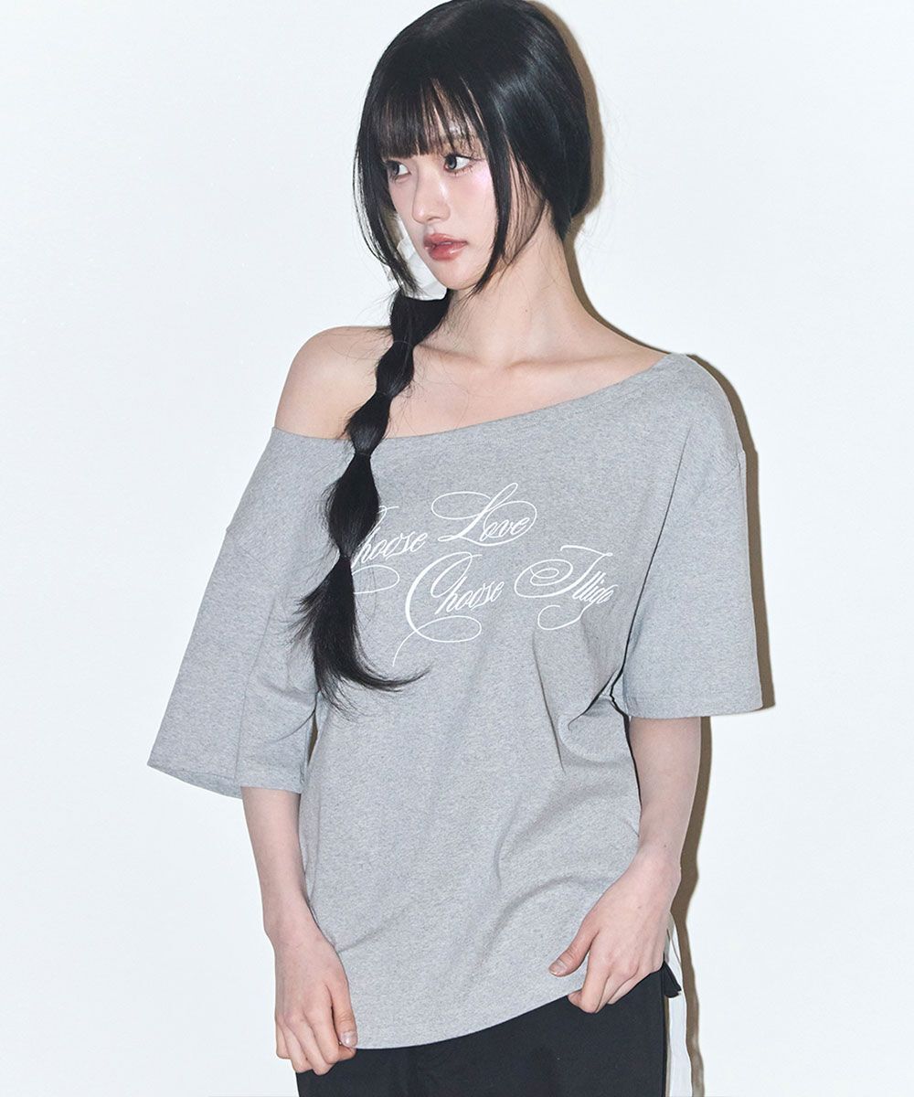 ILLIGO 薄紗蝴蝶結露肩上衣 麻花 26SPTOP07ML