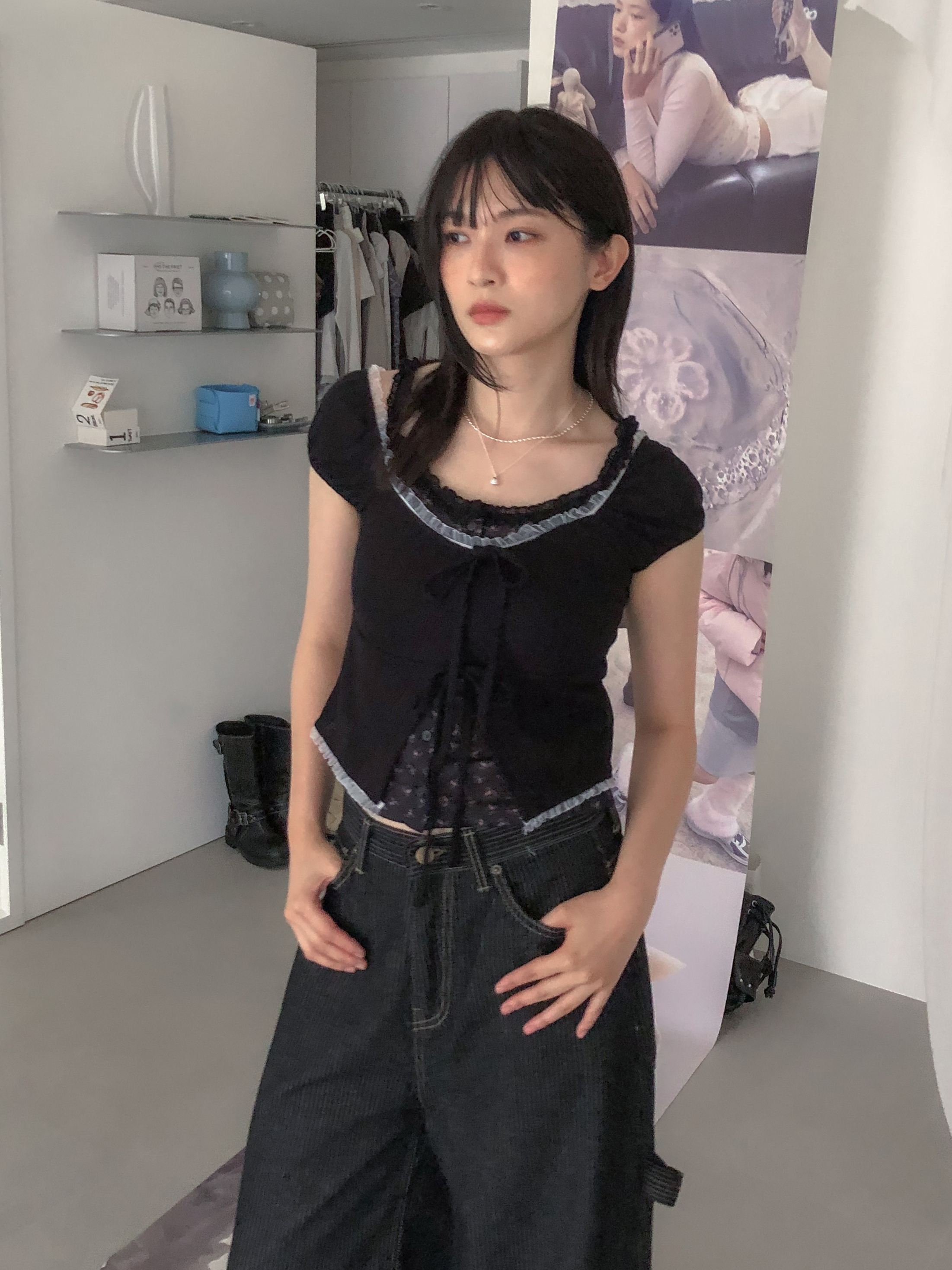 michu shirring tee #上衣