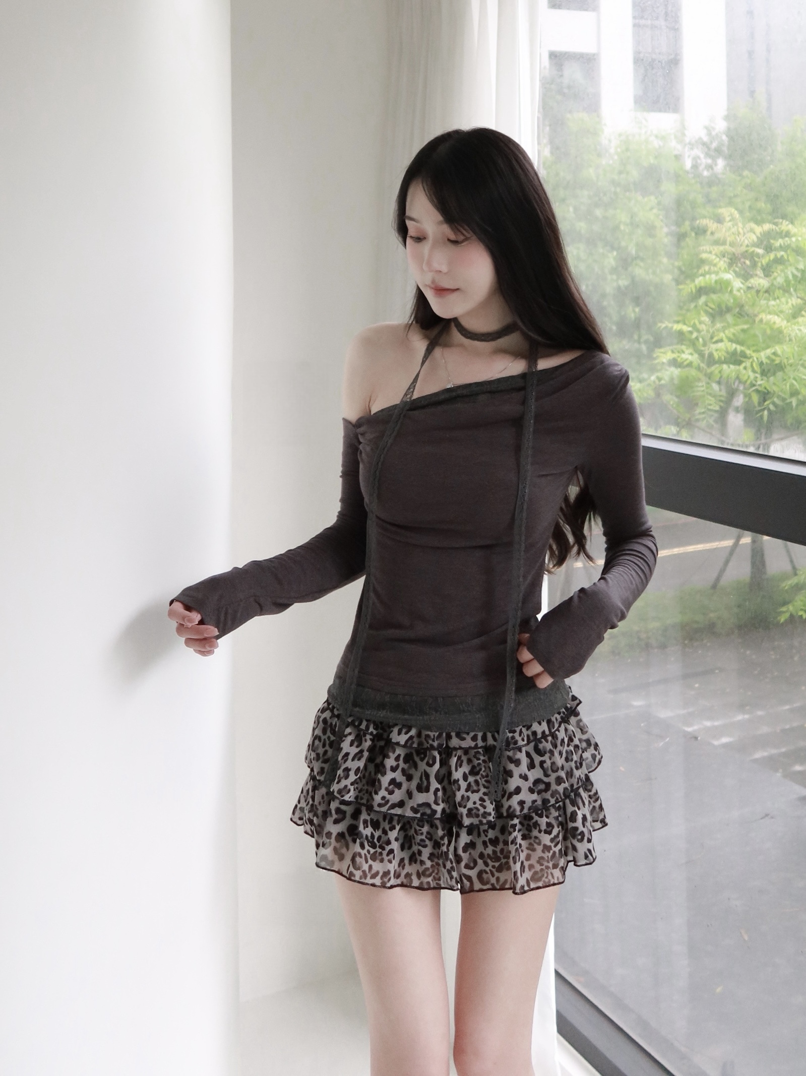 浪漫雪紡豹紋蛋糕裙