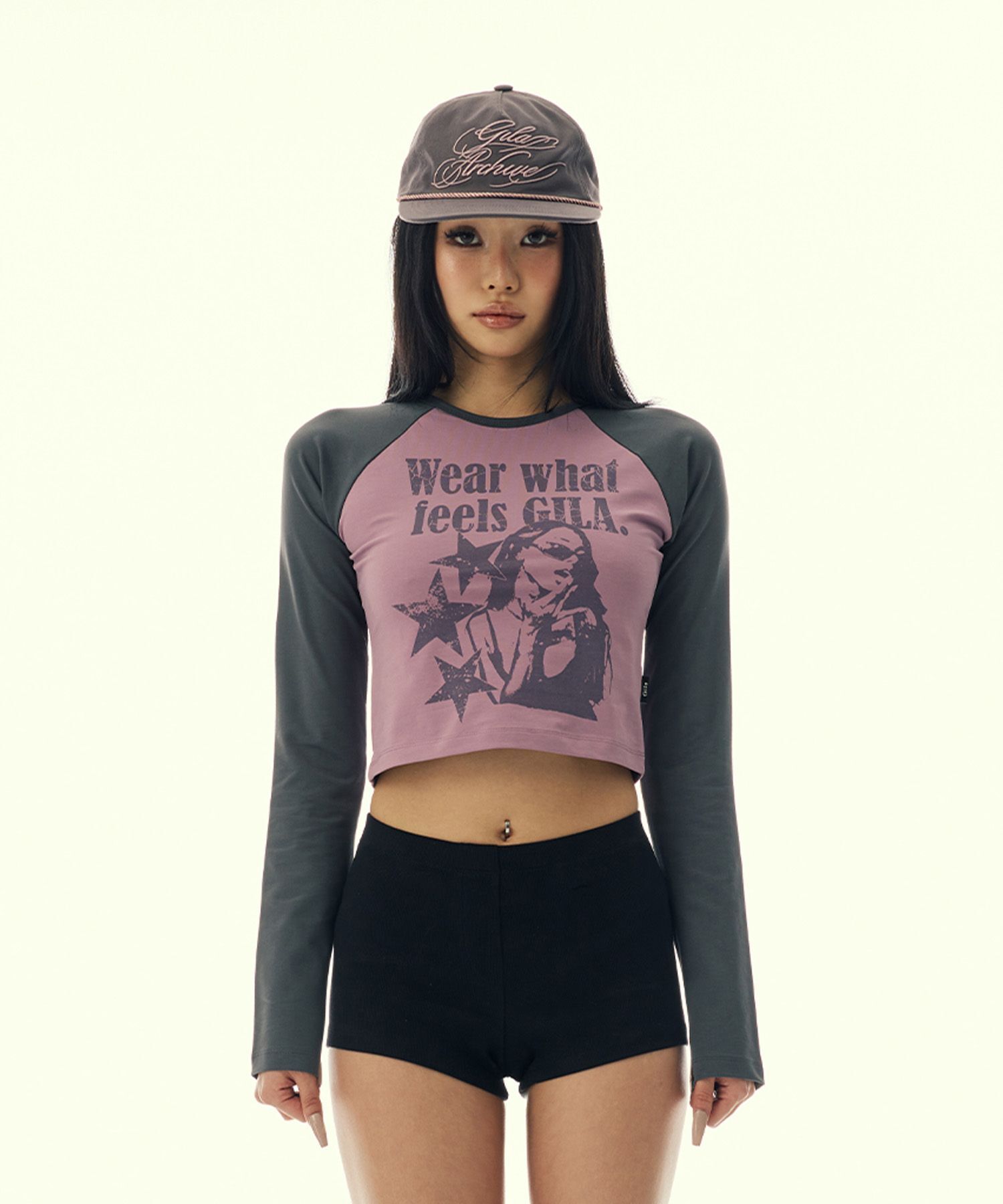 길라아카이브 圖案插肩長袖上衣 紫色 GL26SPTP08PP