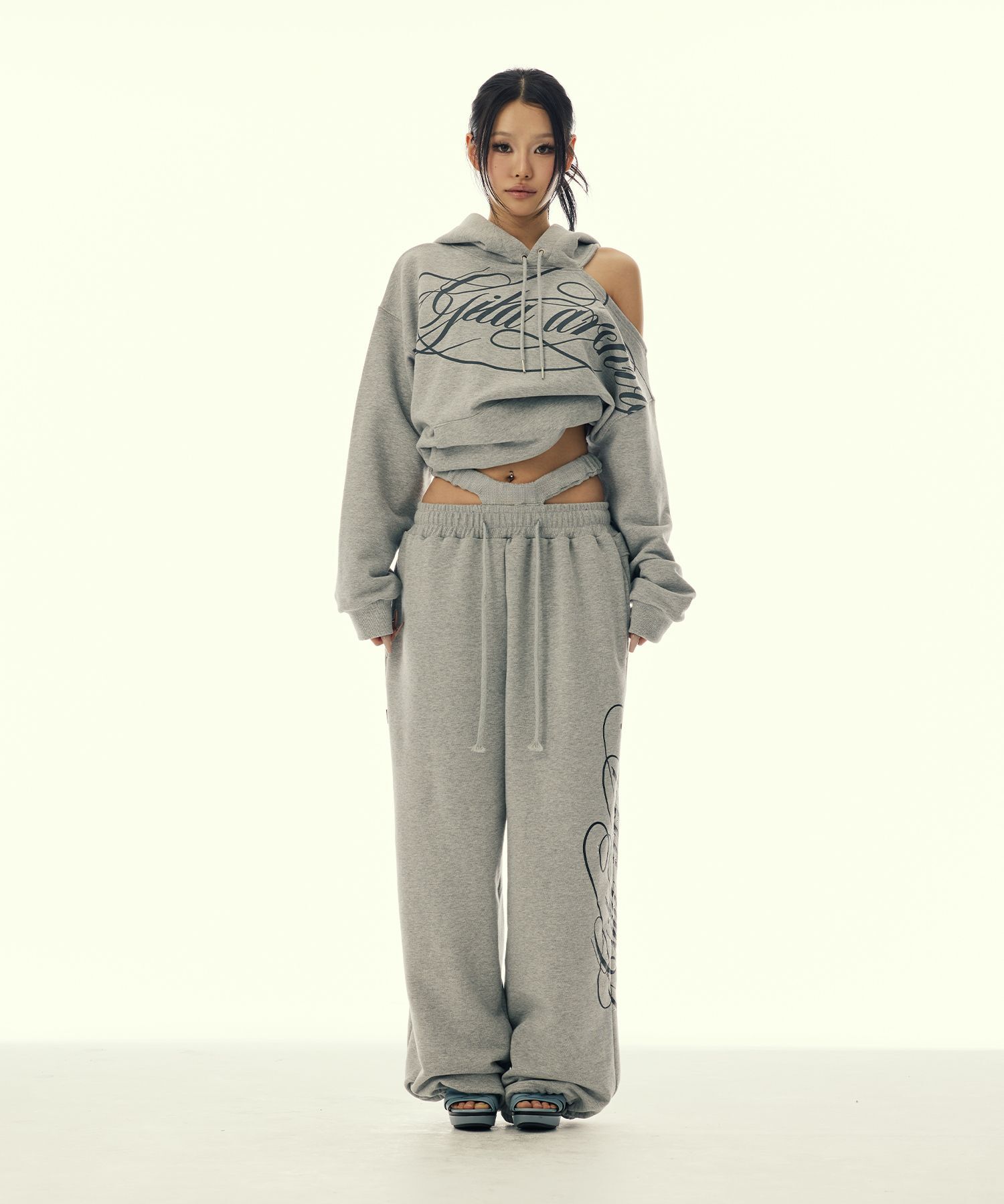 길라아카이브 單肩連帽上衣 灰色 GL26SPTP02GY