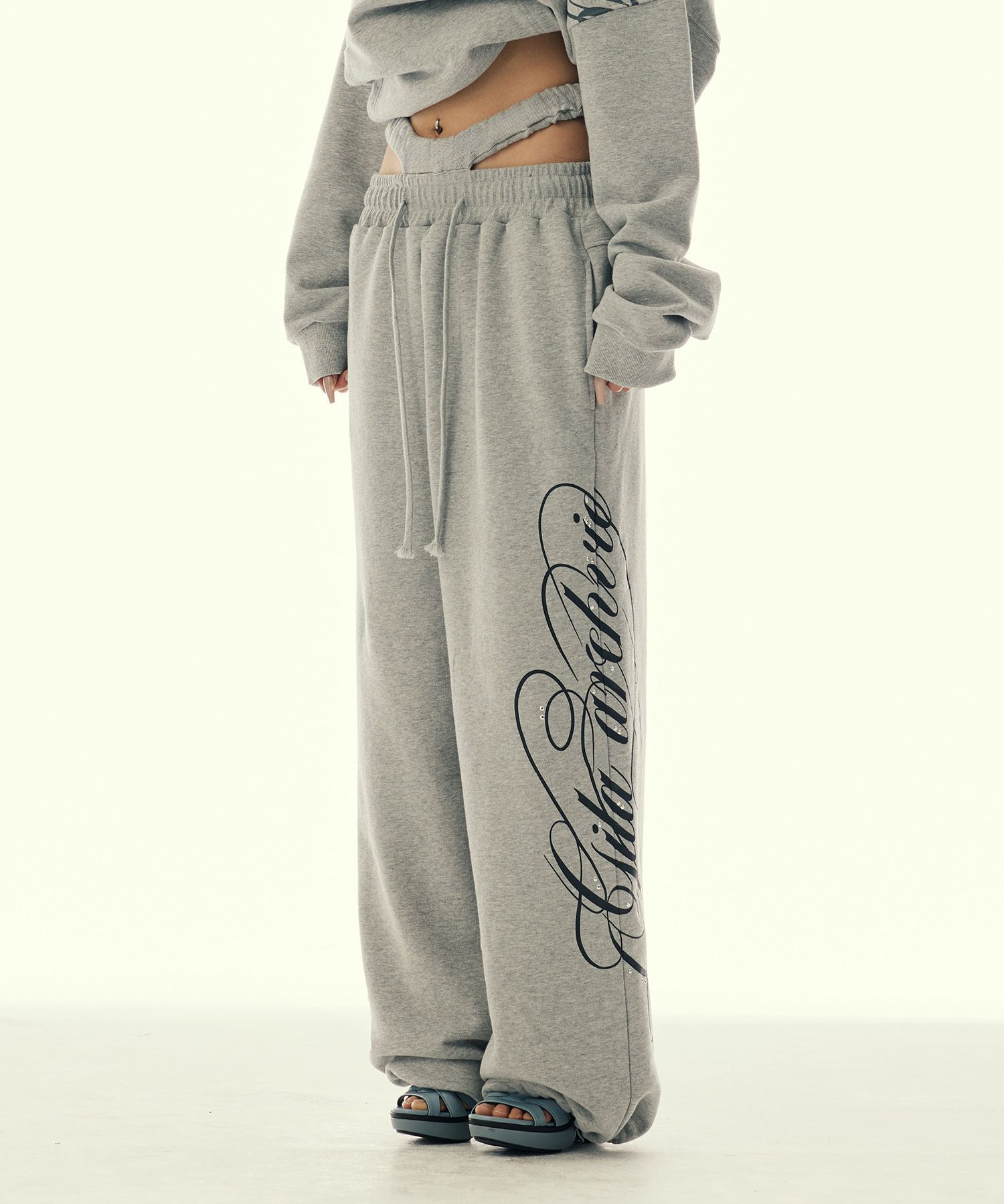 GILAARCHIVE 鏤空雙腰頭運動長褲 GL26SPPT07GY