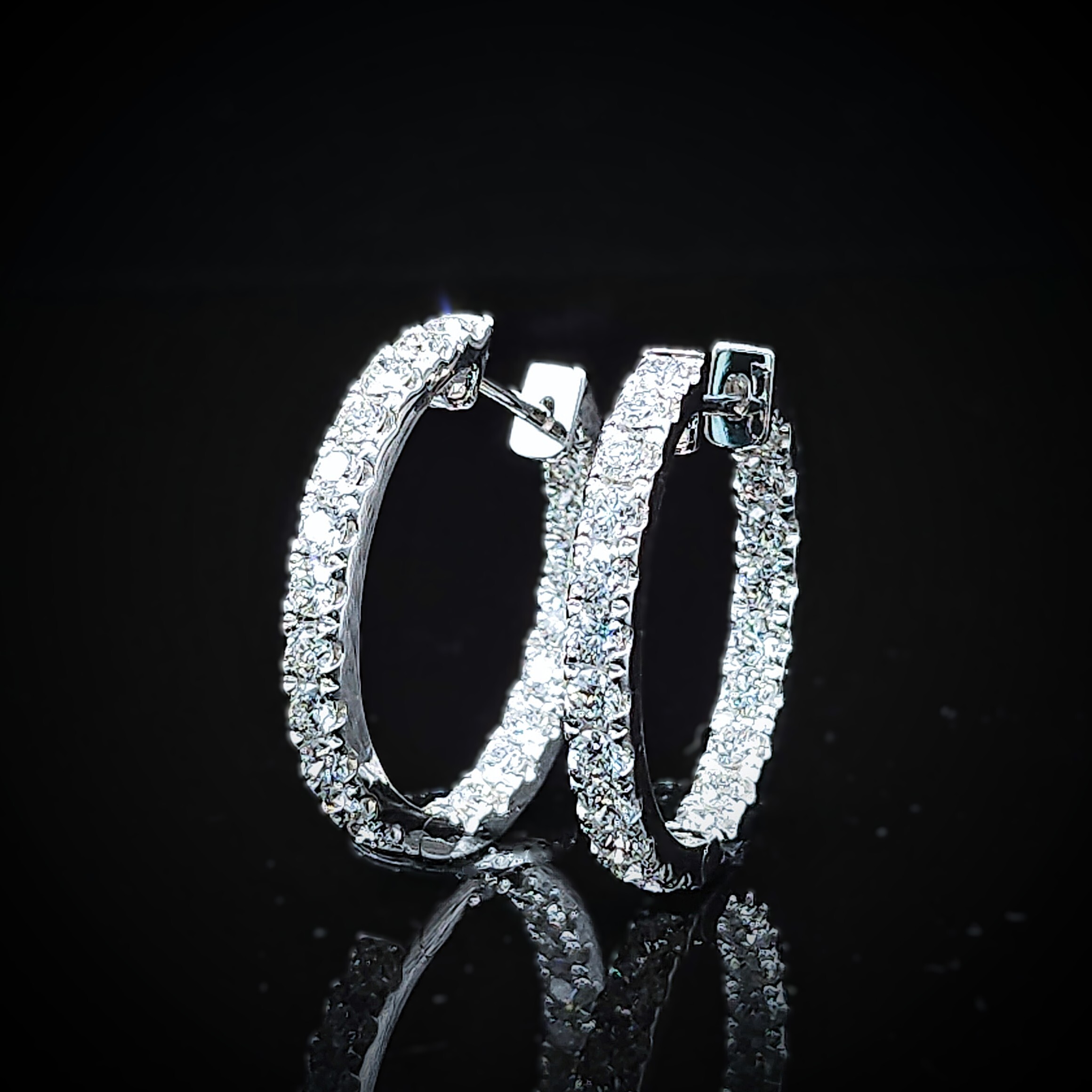 全新18K白金1卡63份鑽石圈耳環