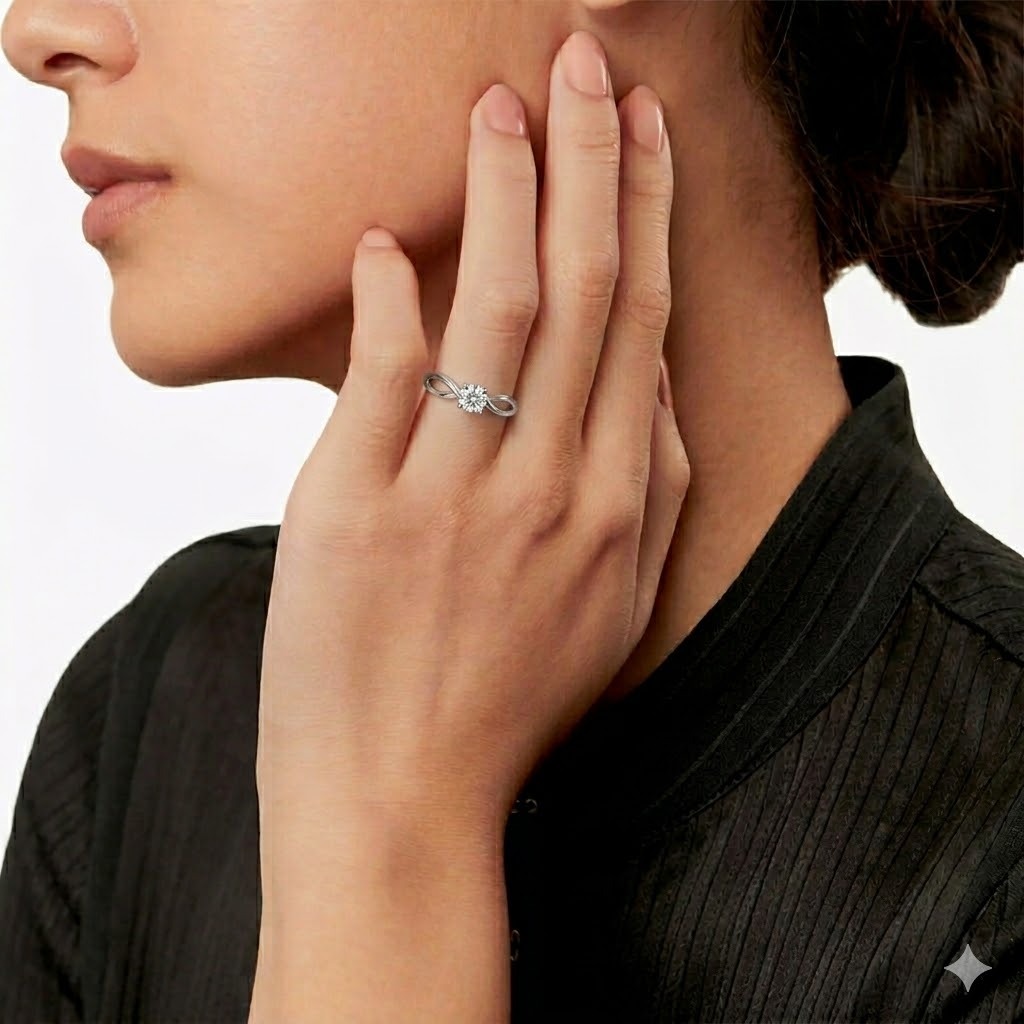 全新18K白金【單粒25份鑽石】戒指