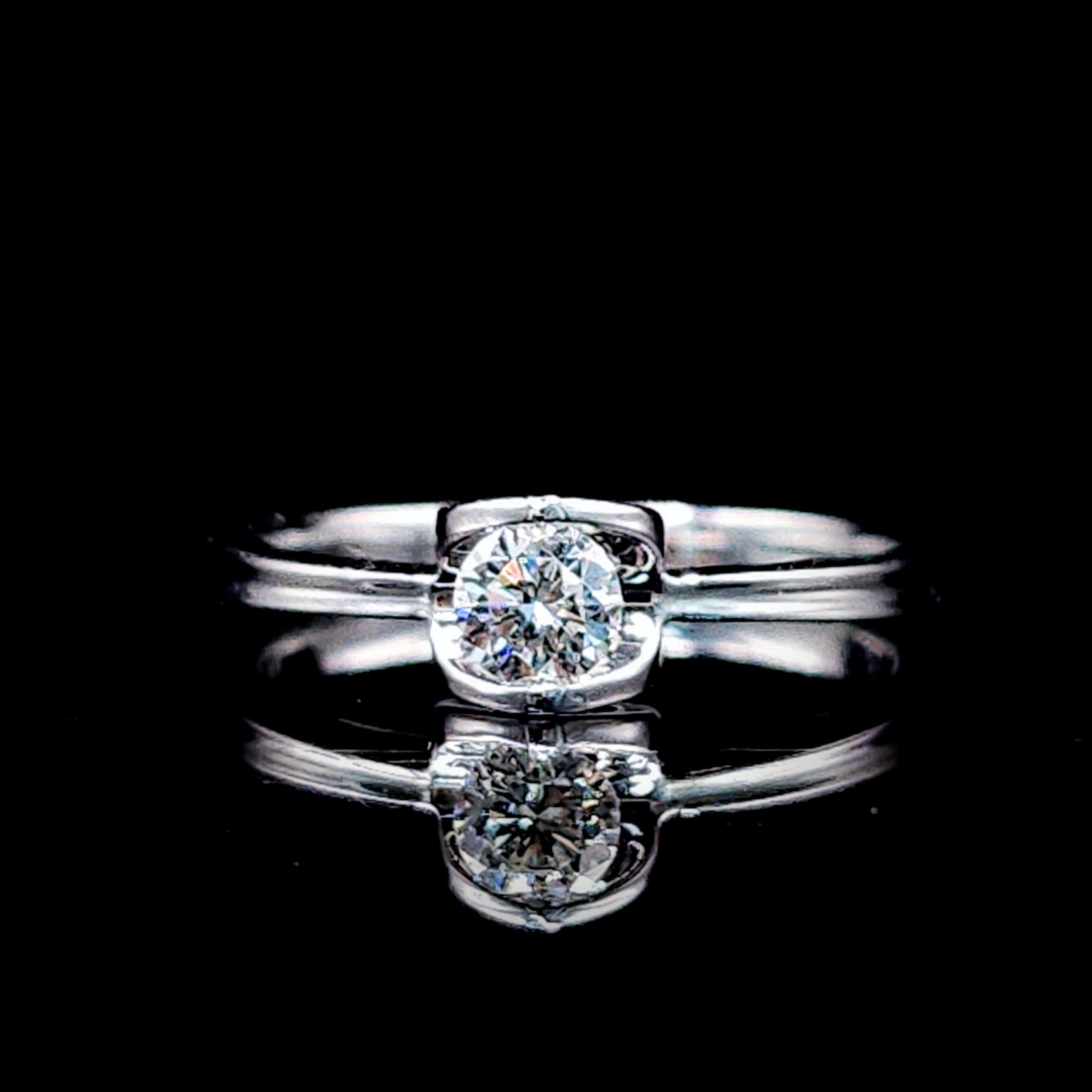 全新18K白金【單粒23份鑽石】戒指