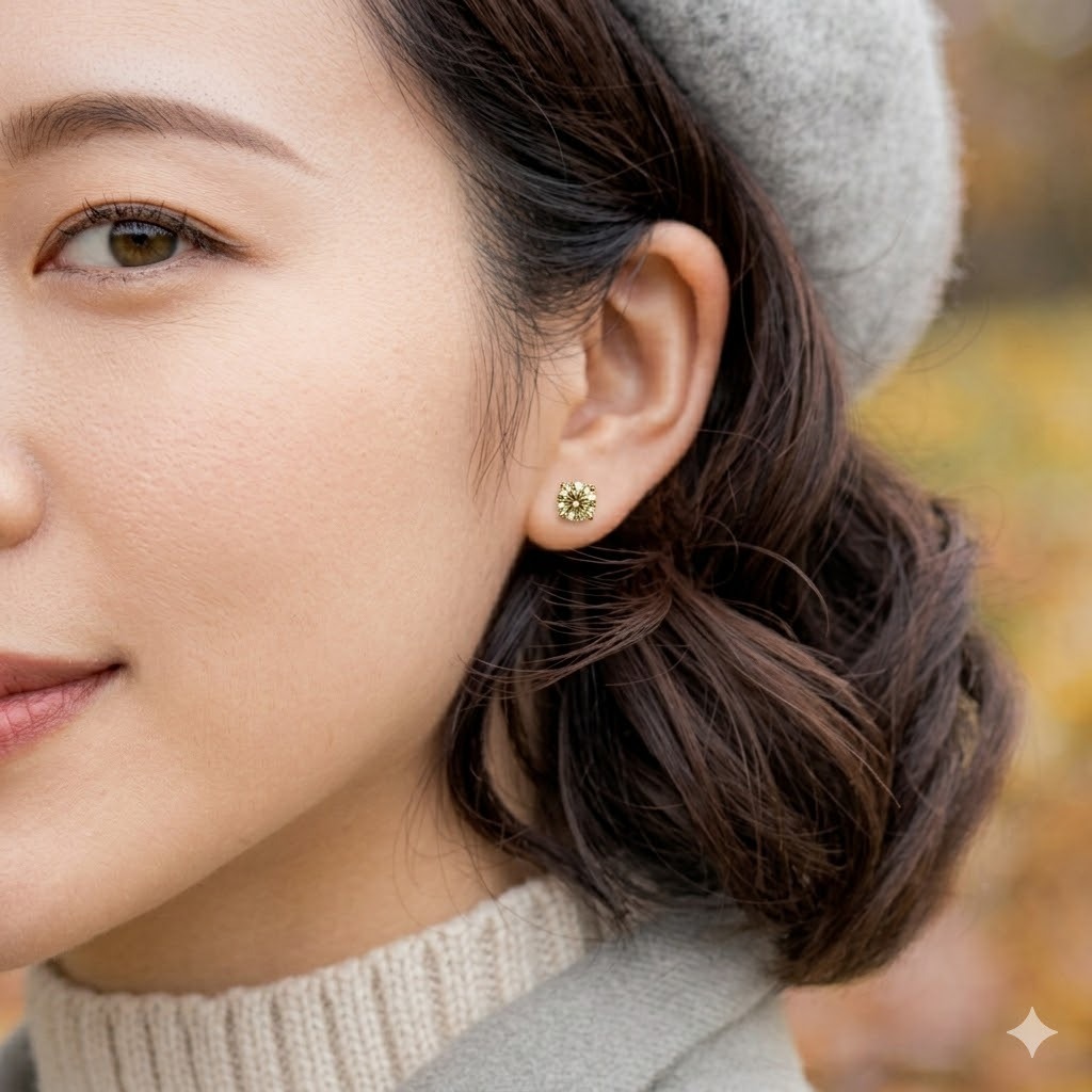 全新18K金【主石1卡16份黃鑽】耳環