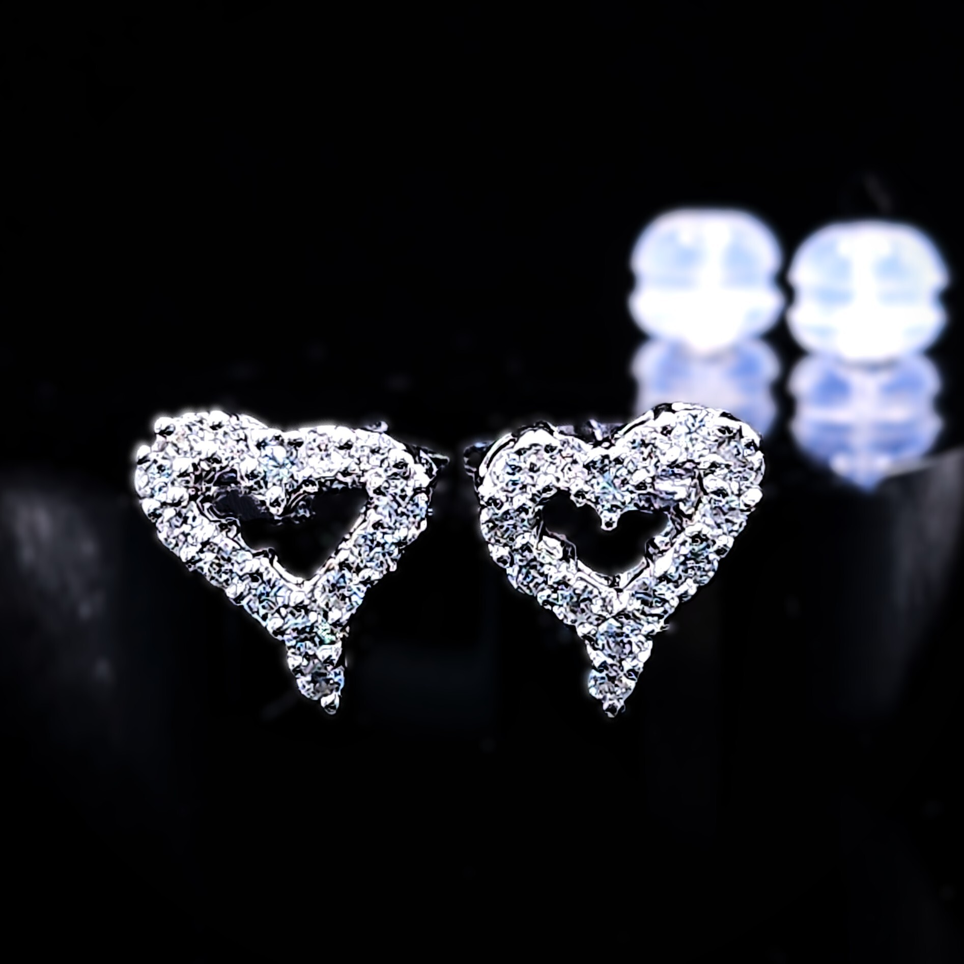 全新18K白金32份鑽石耳環