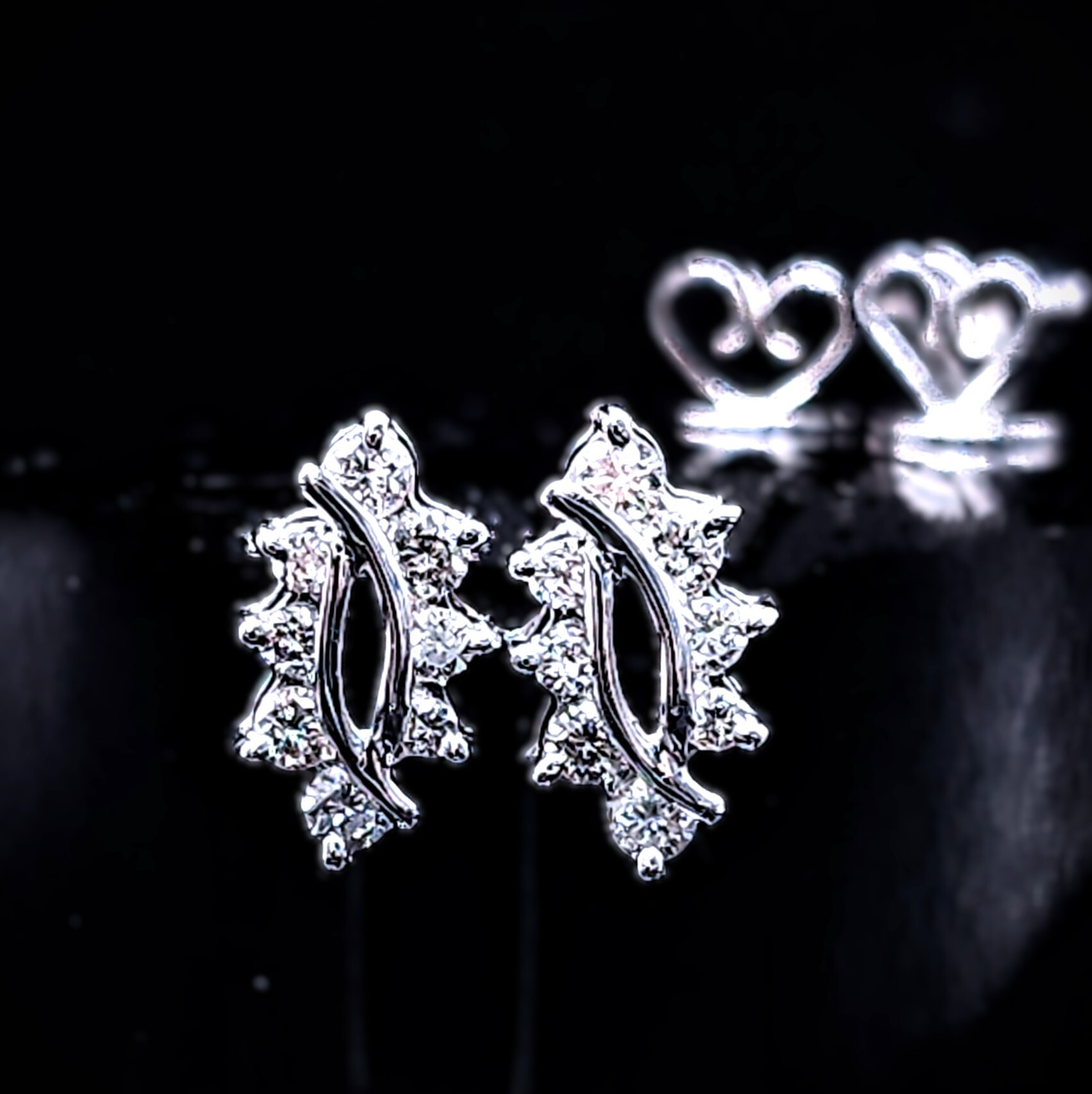 全新18K白金37份鑽石耳環