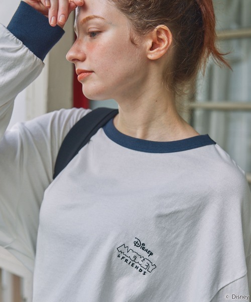 【預購】J0408601 Disney Mickey＆Friends長袖T｜拼色Ringer設計｜多款印花｜寬鬆版型｜LDls841 2款