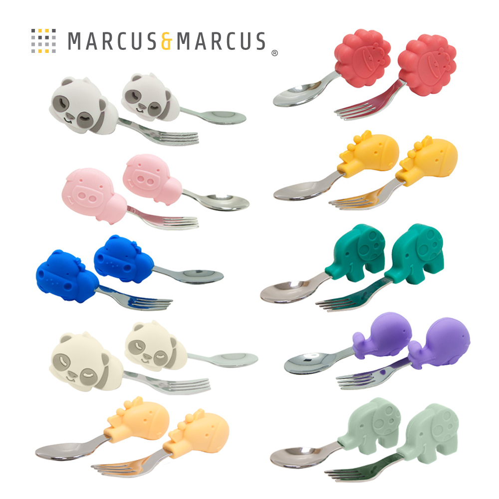 Marcus＆Marcus 動物樂園寶寶手握訓練叉匙含盒