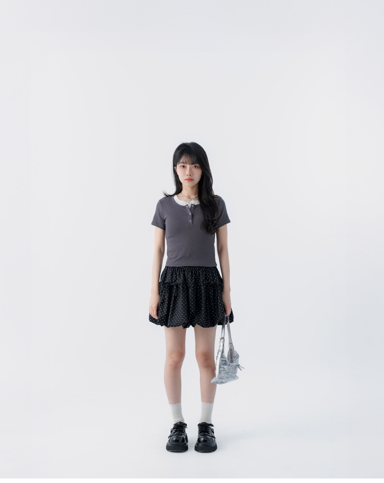 Polka dot bow-shaped tulip skirt, available in two colors.【03010948】in stock+pre-order