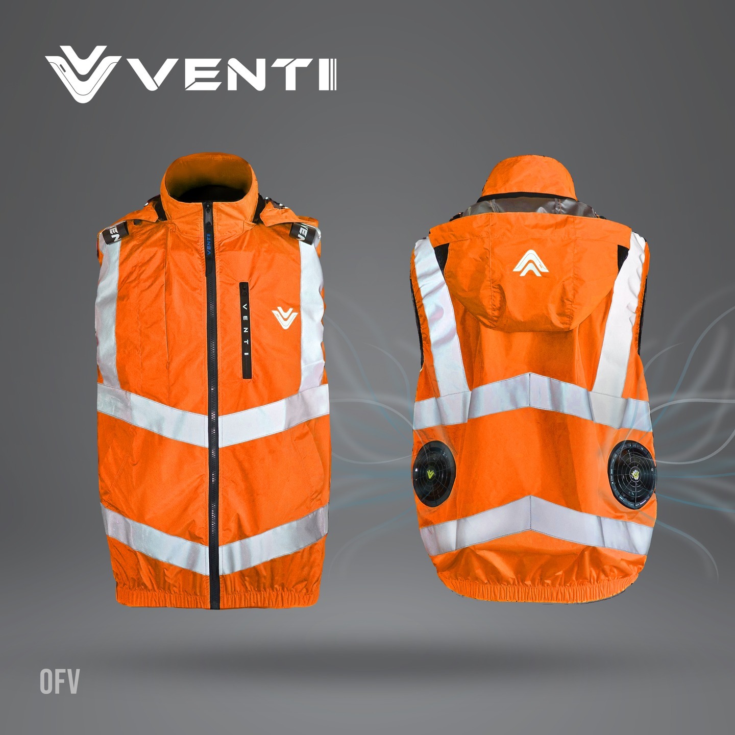 風神｜空調服｜12V｜3M反光背心 無袖背心 空調工作服 可拆式帽子｜VENTI TECH｜SA2-OFV 螢光橘｜風神科技