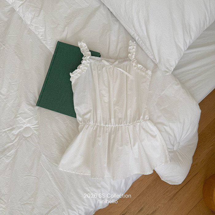 正韓夏NINIBELLO 珍珠白縮腰上衣