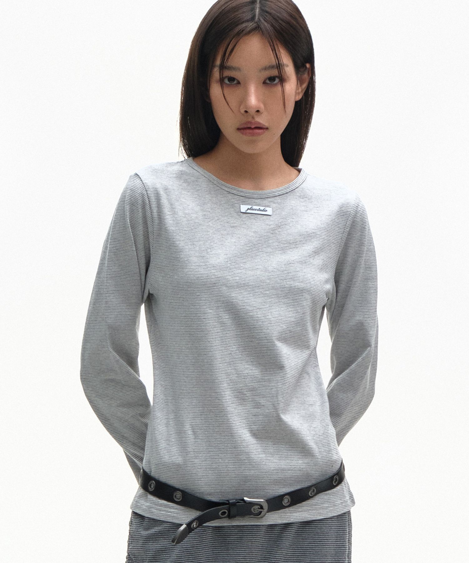 PLACE STUDIO 基本款橫條紋外標柔軟女款長袖T恤 26S7771304