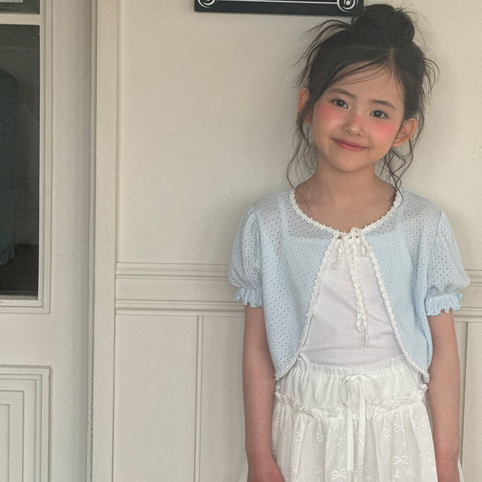 正韓夏NINIBELLO 兩色小花滾邊罩衫