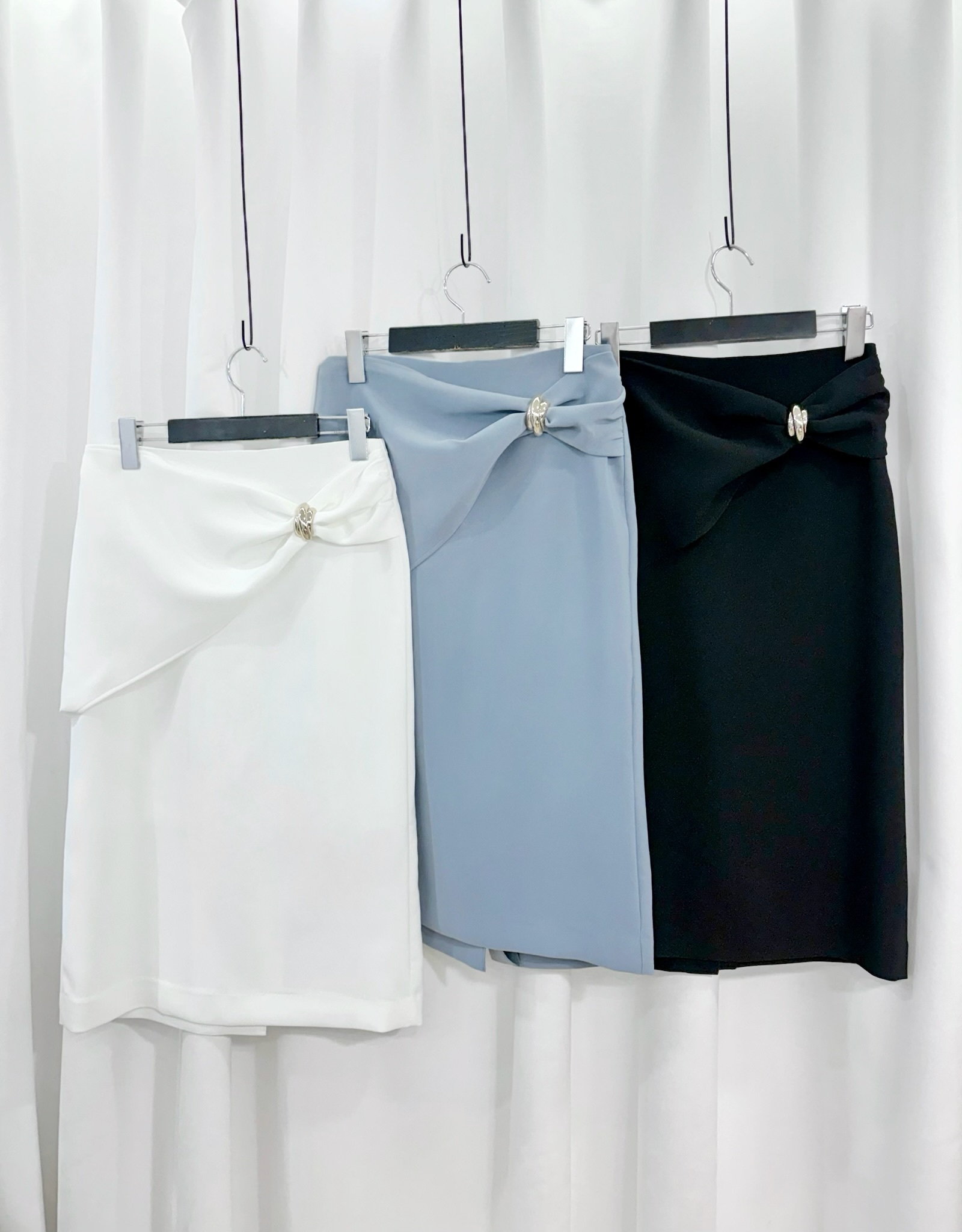 流線金屬側抓皺窄裙