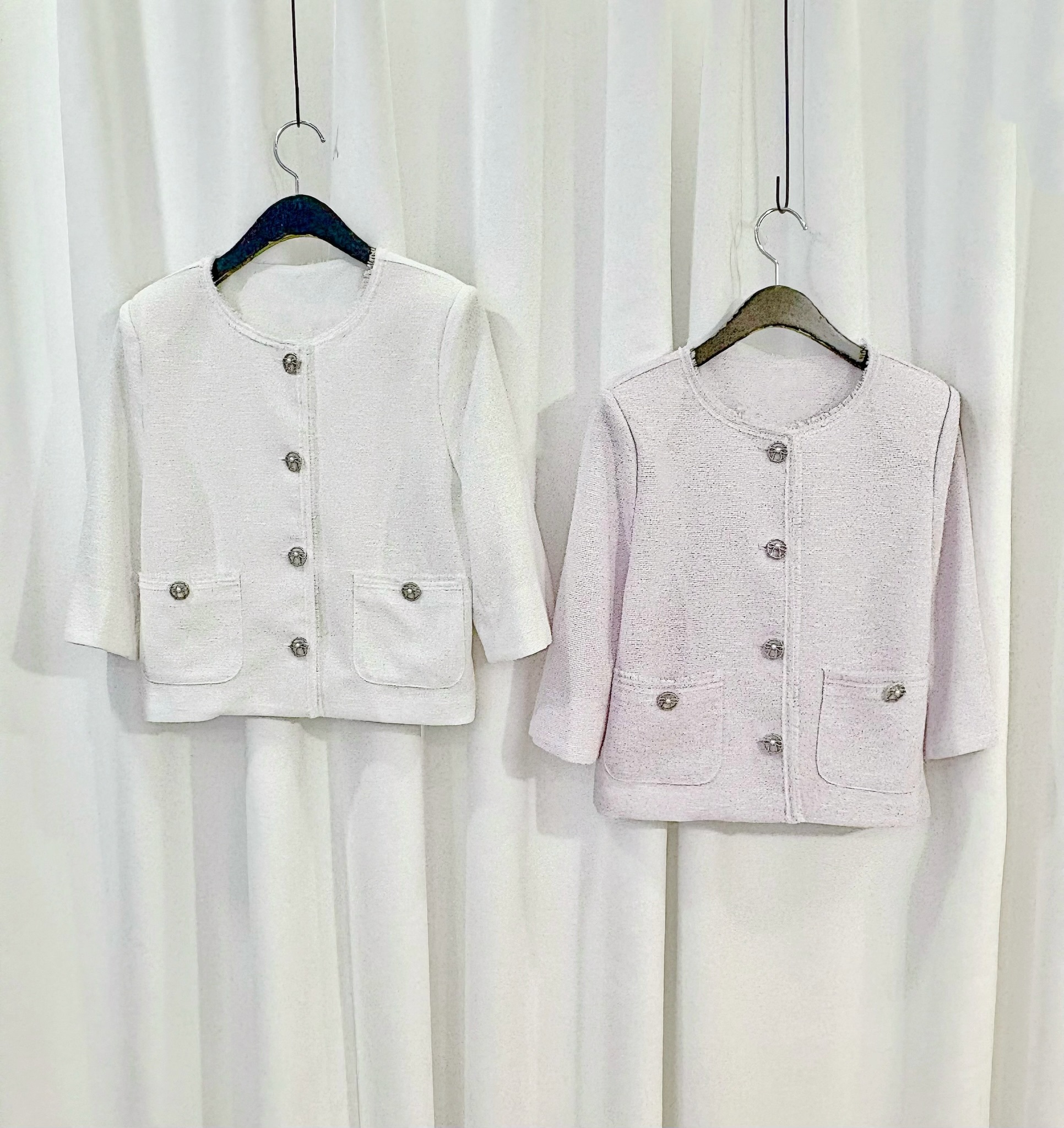 小香風抽鬚織紋短袖外套