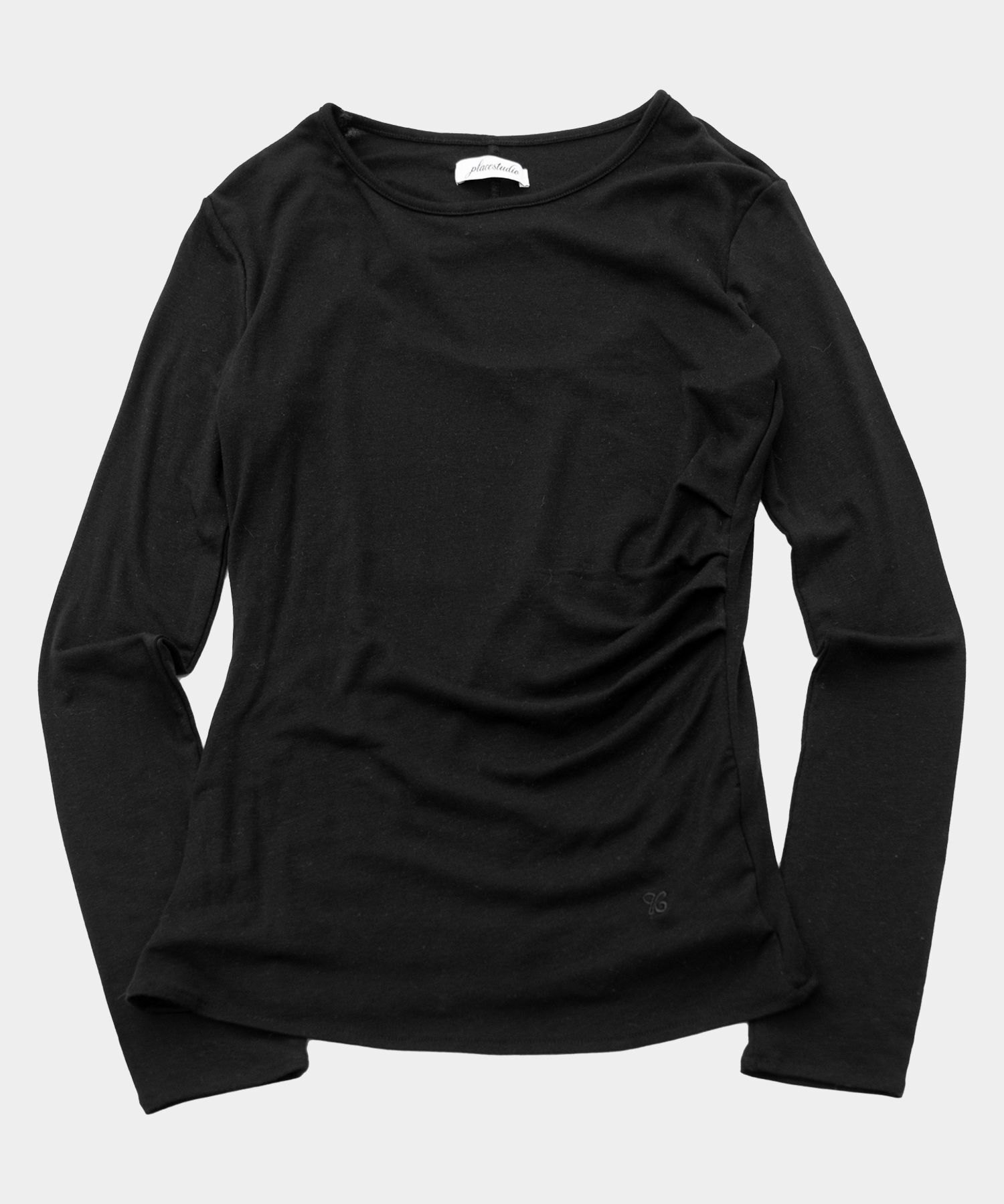 PLACE STUDIO 修身細褶後開衩圓領長袖上衣 26S7771309