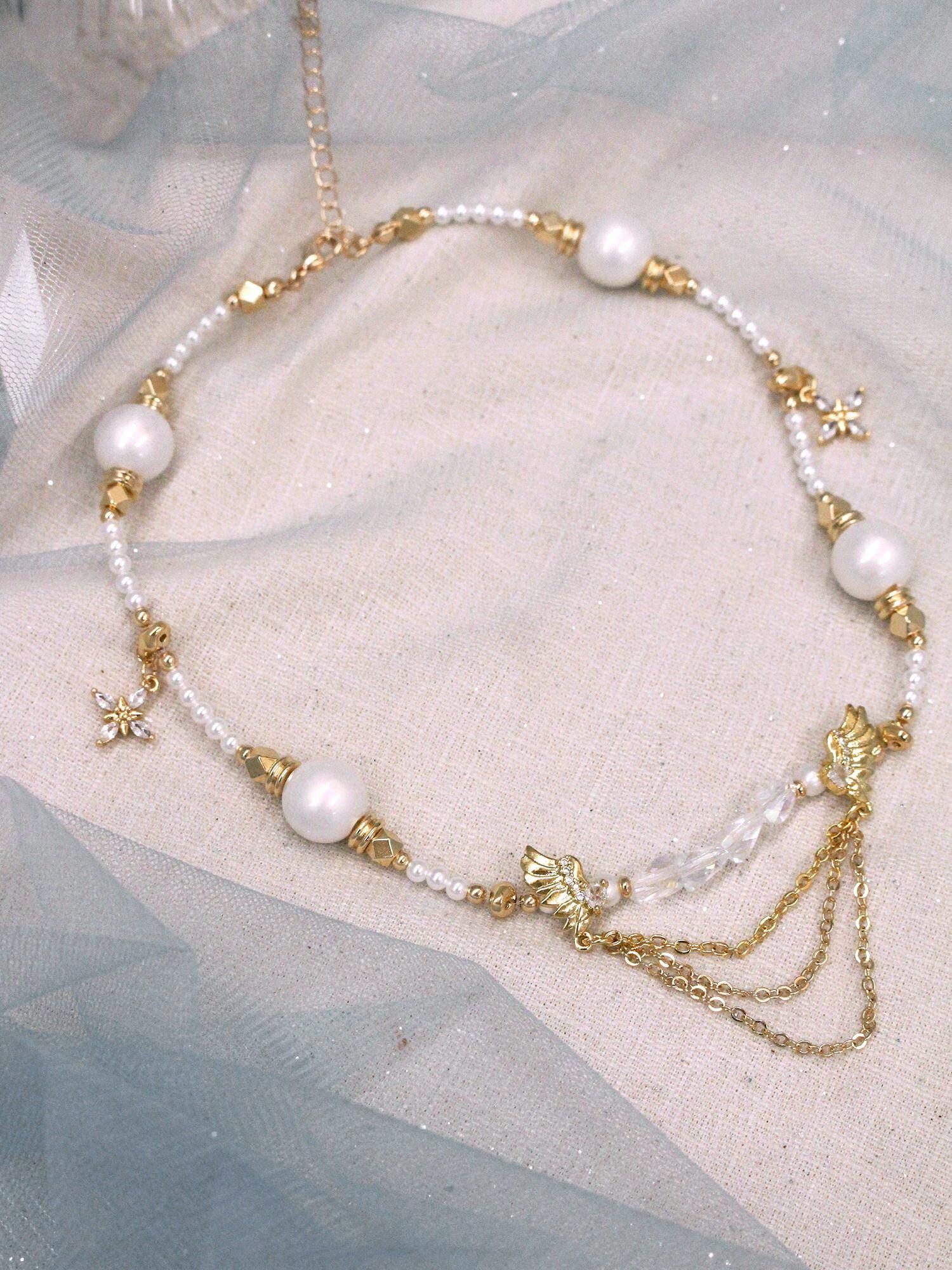 移動城堡。MUCHAT手作14+18KGP水晶珍珠翅膀項鍊