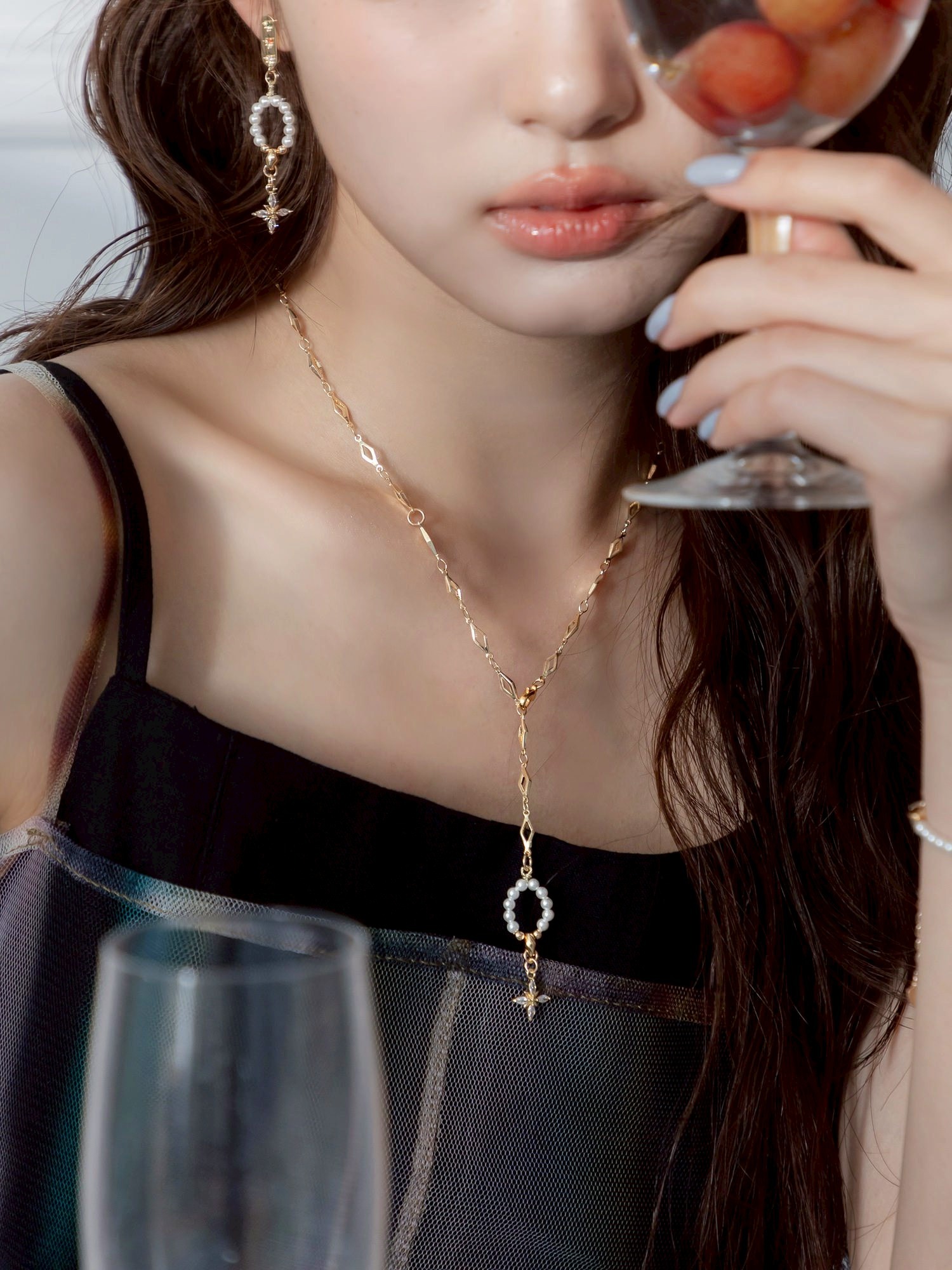 蠻蠻小陽台。(2way)MUCHAT手作14KGP鋯石珍珠菱形項鍊