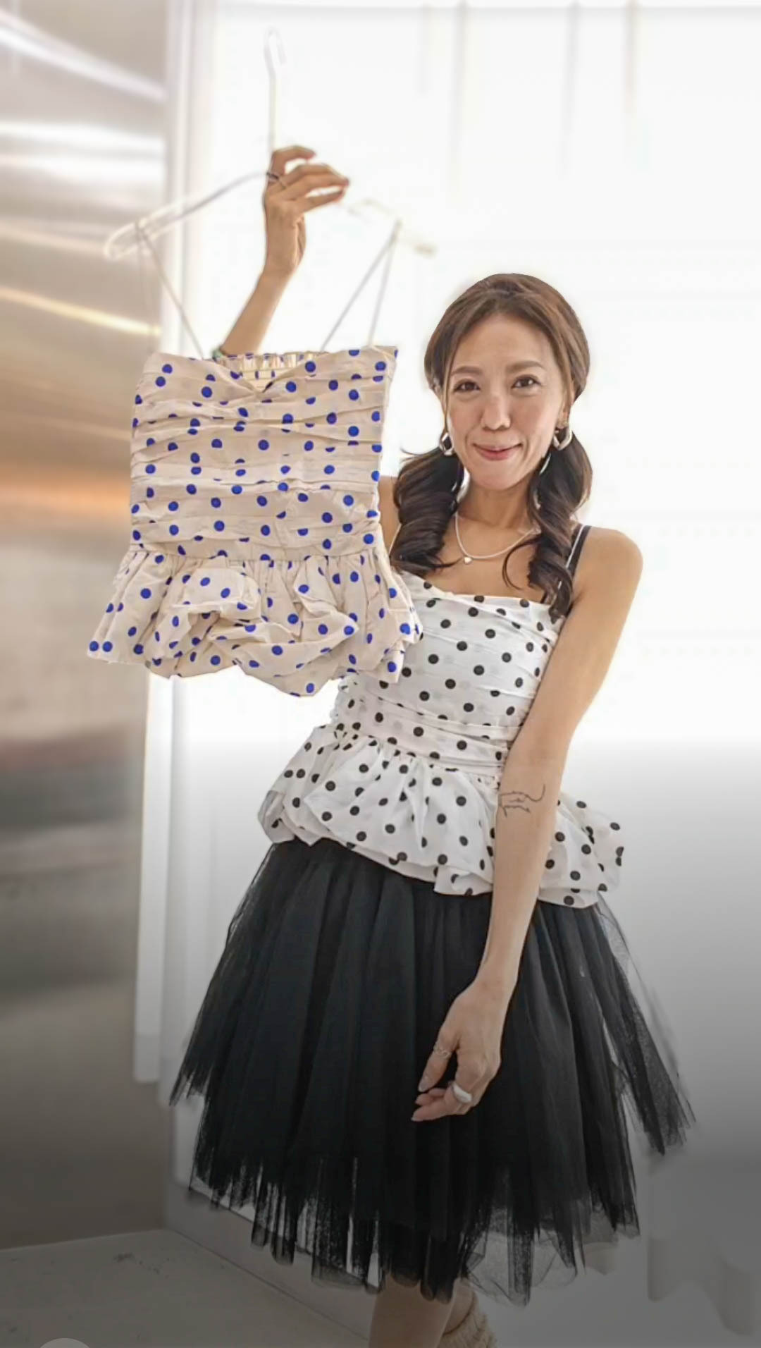 🎈K8781  ▶️細肩帶點點上衣 Free size👉B:32-36" L:54cm