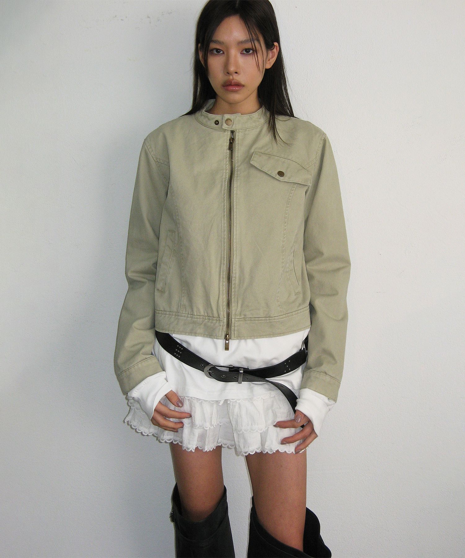 PLACE STUDIO 水洗棉質單領修身騎士外套 26S7771334