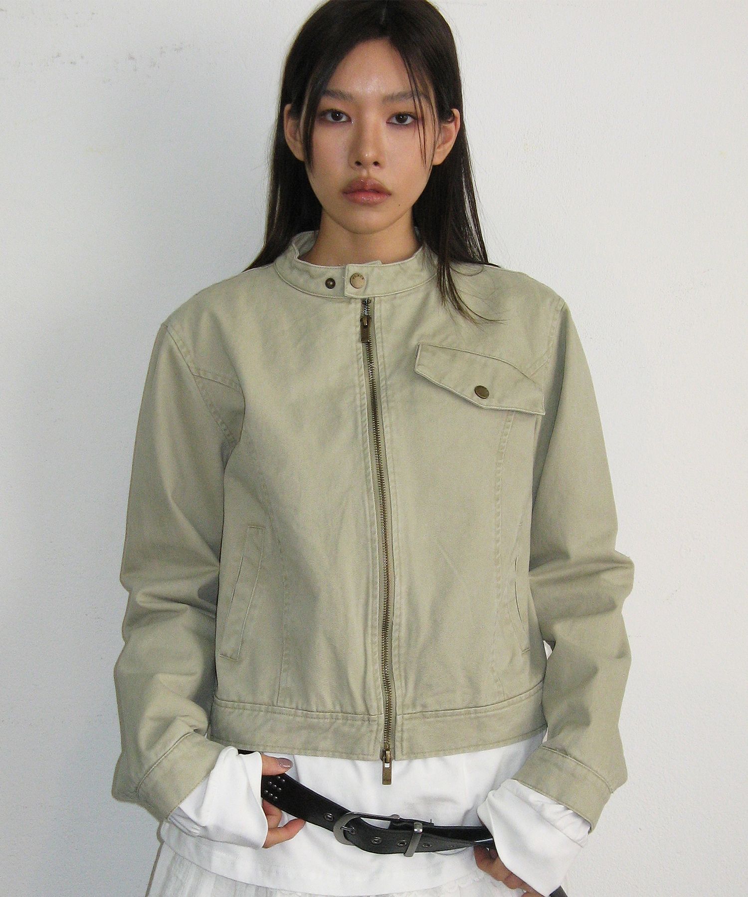 PLACE STUDIO 水洗棉質單領修身騎士外套 26S7771334