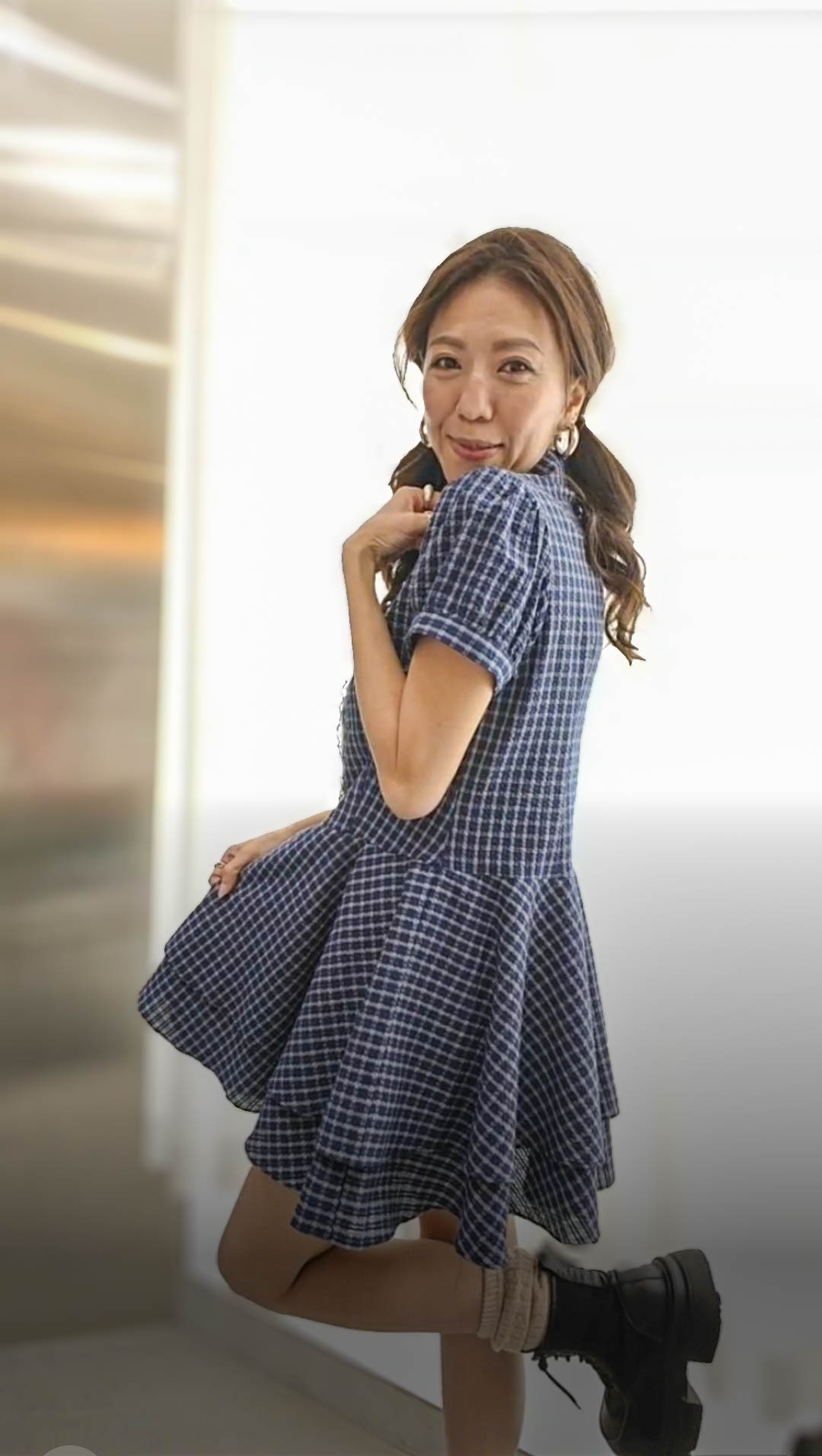 🎈K8778  ▶️格子短洋裝 👉B:96cm W:86cm H:cm L:75cm