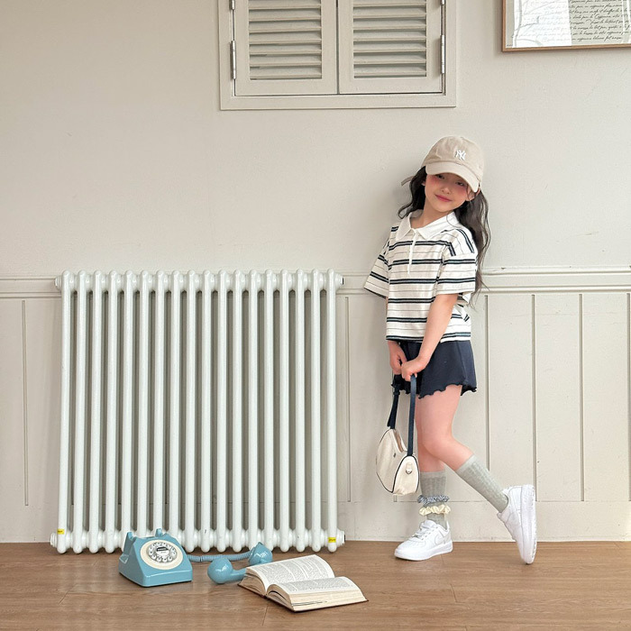 正韓夏NINIBELLO 親子裝_兩色慵懶感條紋有領上衣