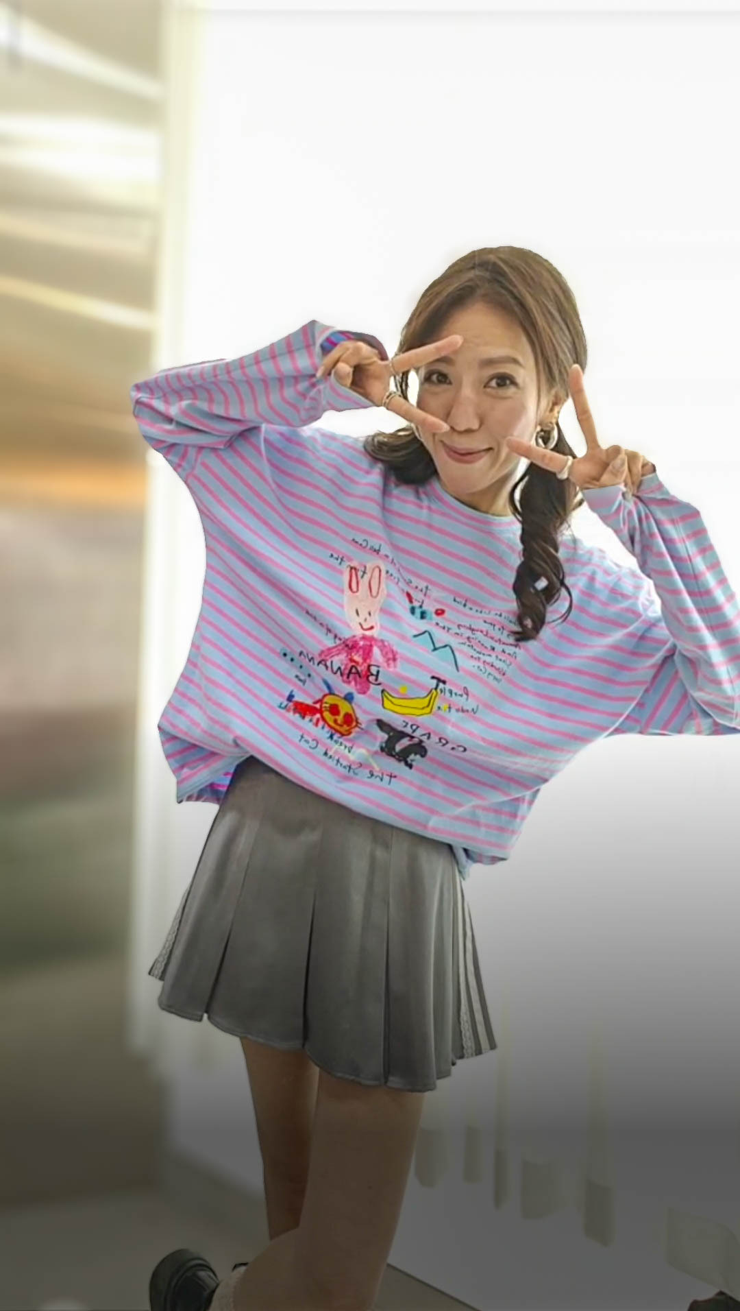 🎈K8772  ▶️條紋圖案長袖上衣 👉B:130cm L:67cm