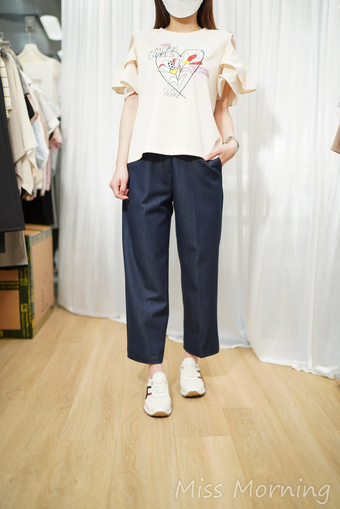 幻彩圖案露肩款上衣(15144)