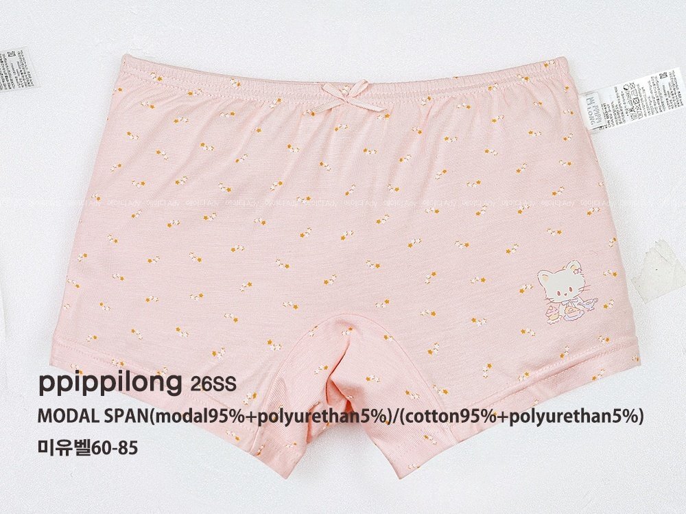 正韓Ppippilong 舒服第一粉色貓貓四角內褲(1入)