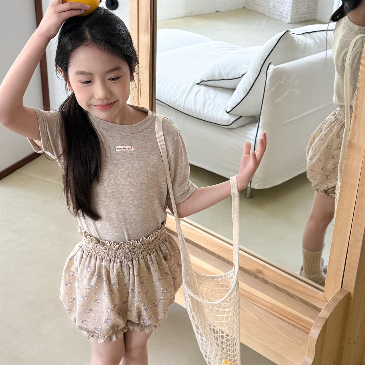 布標簡約上衣+夏季花苞碎花短褲ꕀꕀꕀ 可以拆買上衣+ 褲子