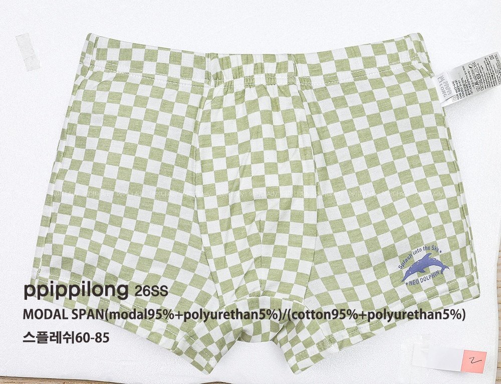 正韓Ppippilong 舒服第一男寶棋盤格鯊魚內褲(三角/四角)(1入)