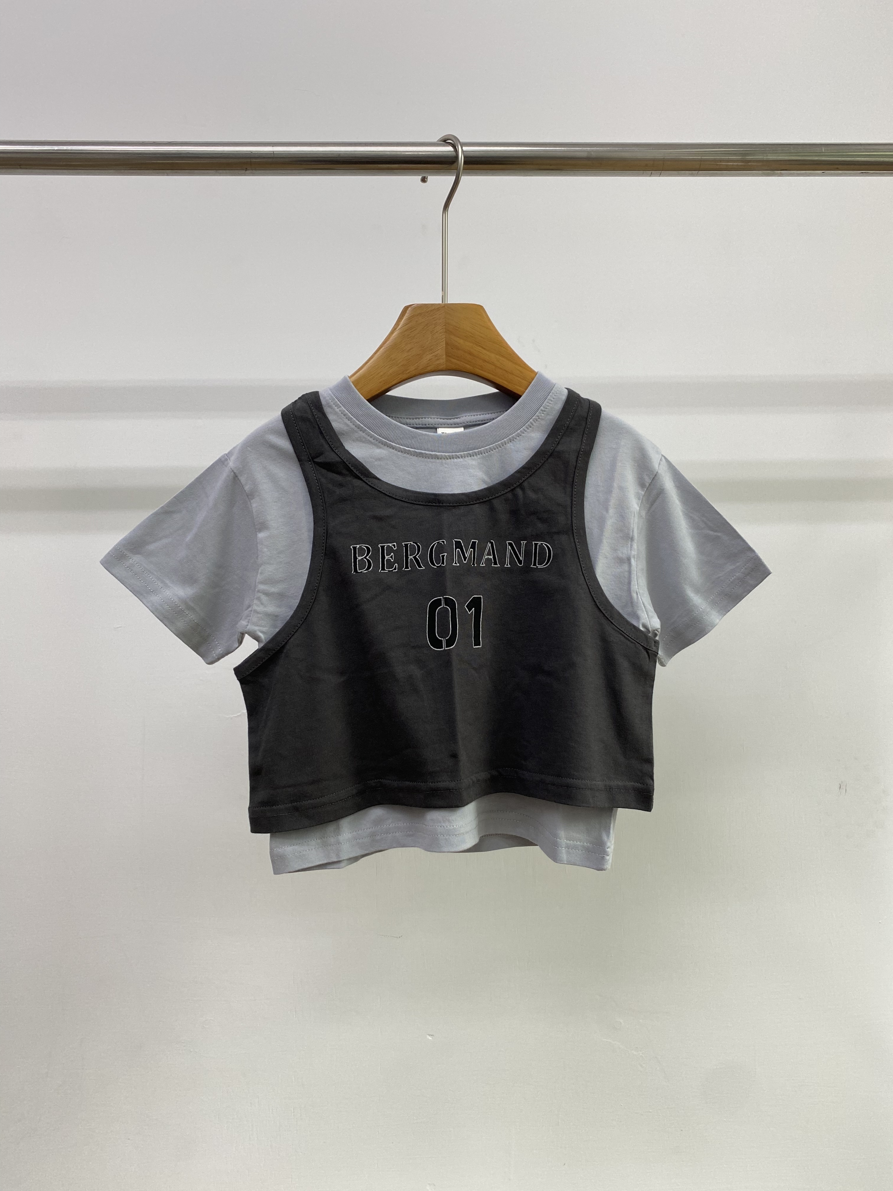 A04799字母背心短袖兩件套