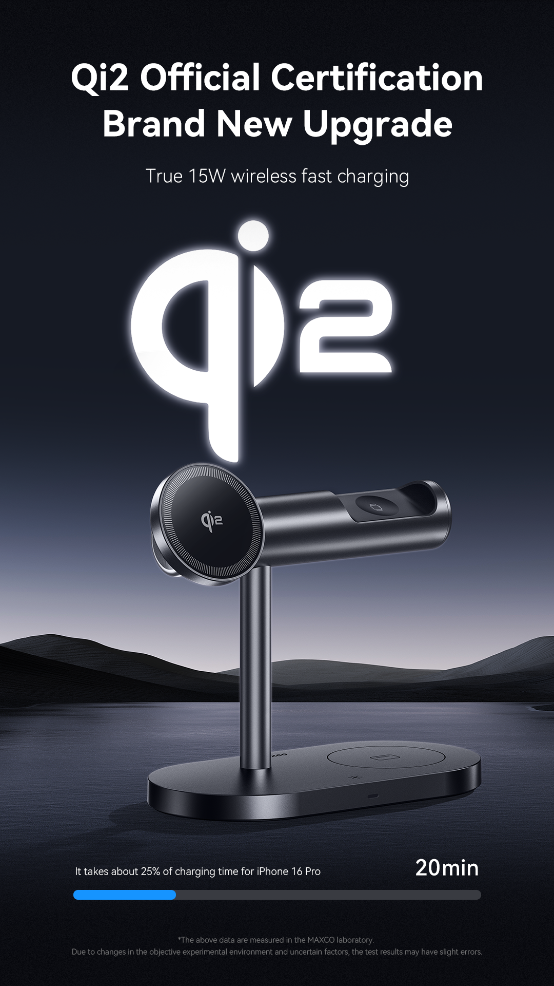 Maxco Qi2 4-in-1 Magnetic Ambient Light Wireless Charging Stand MW16