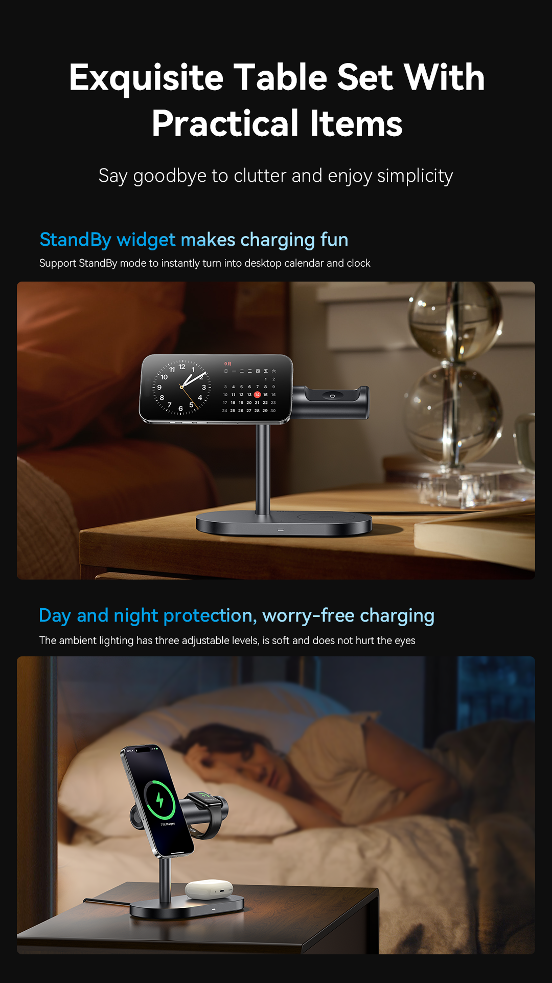 Maxco Qi2 4-in-1 Magnetic Ambient Light Wireless Charging Stand MW16