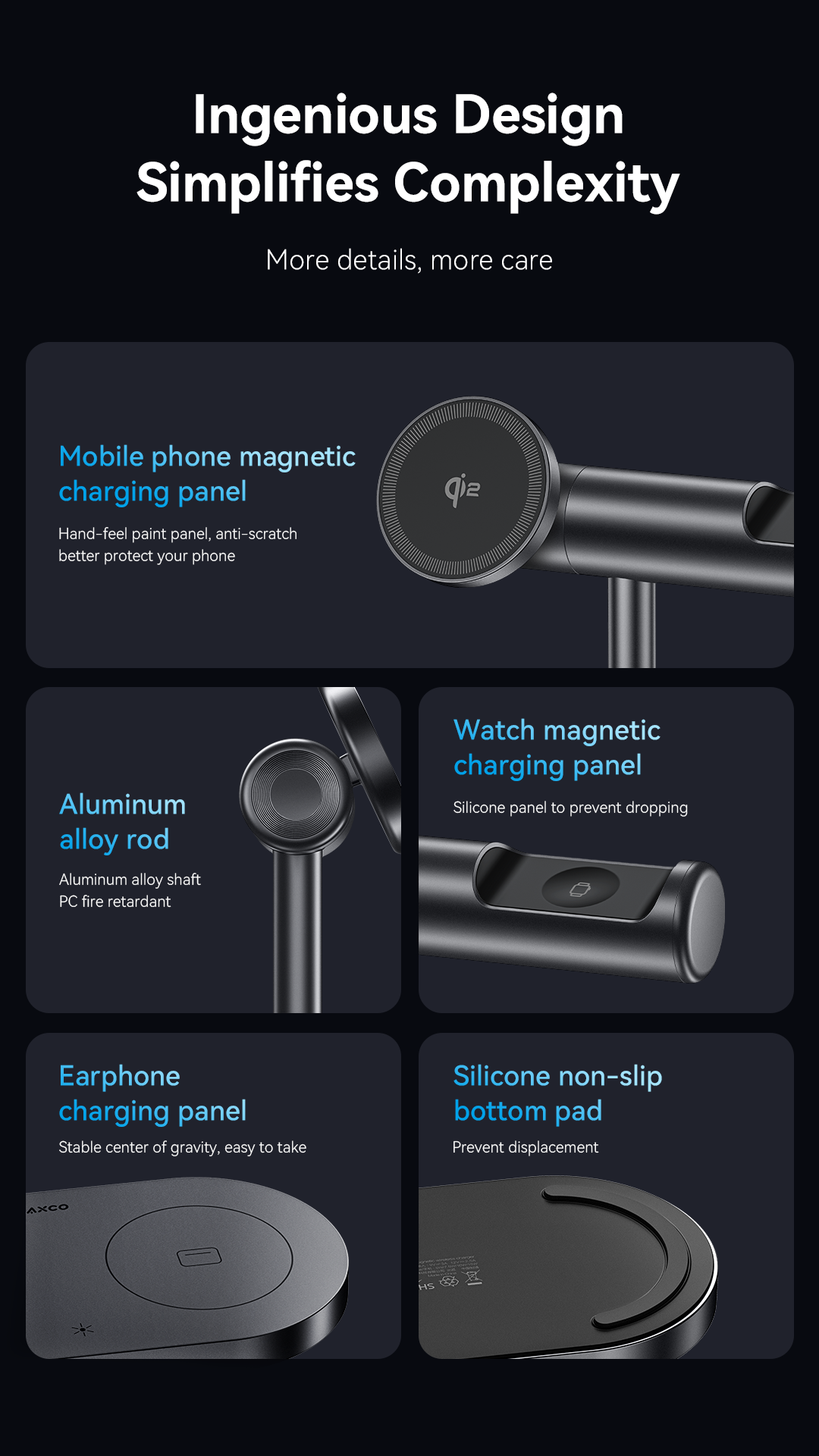 Maxco Qi2 4-in-1 Magnetic Ambient Light Wireless Charging Stand MW16