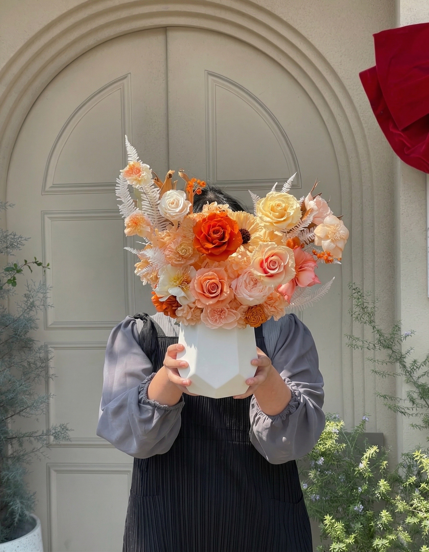 奢華燦爛暖陽羅馬洞石 永生盆花