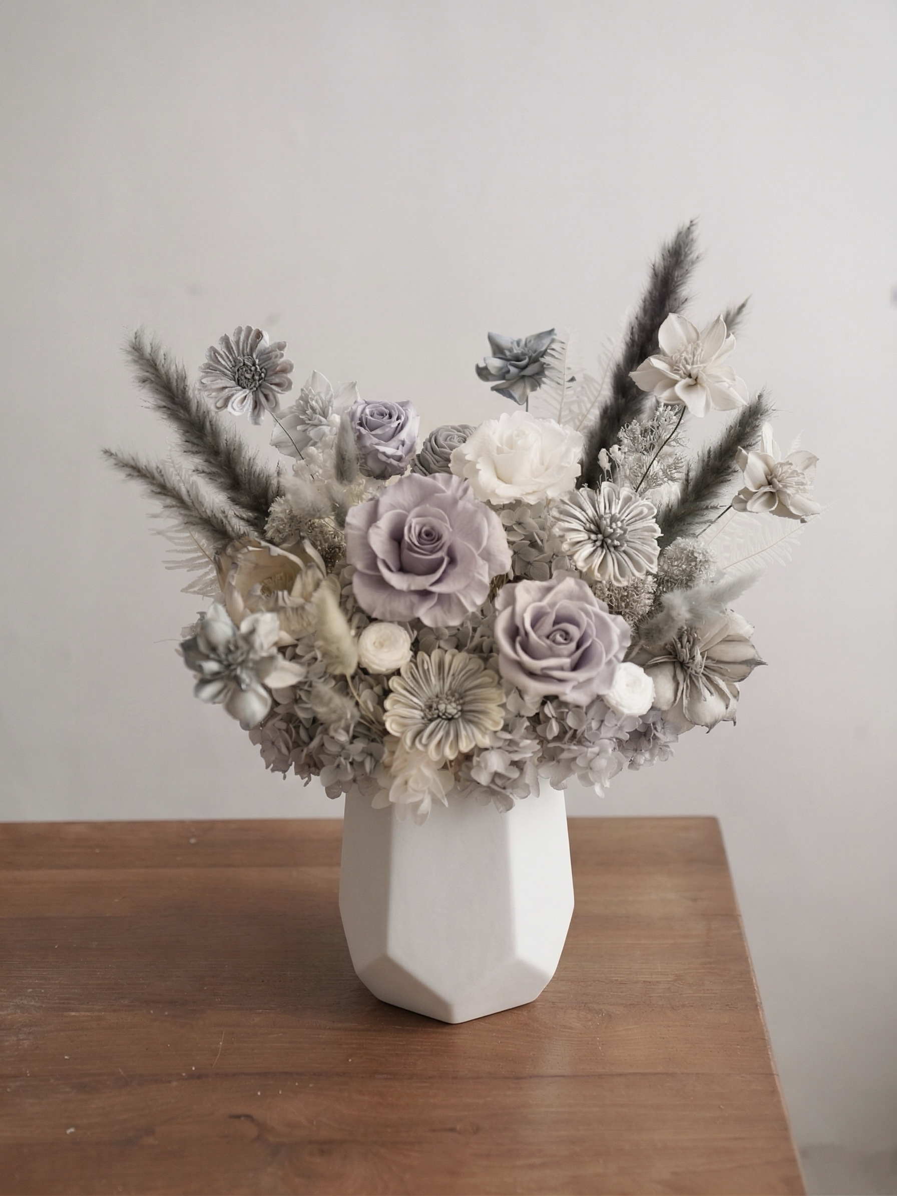 奢華霧灰銀河羅馬洞石 永生盆花