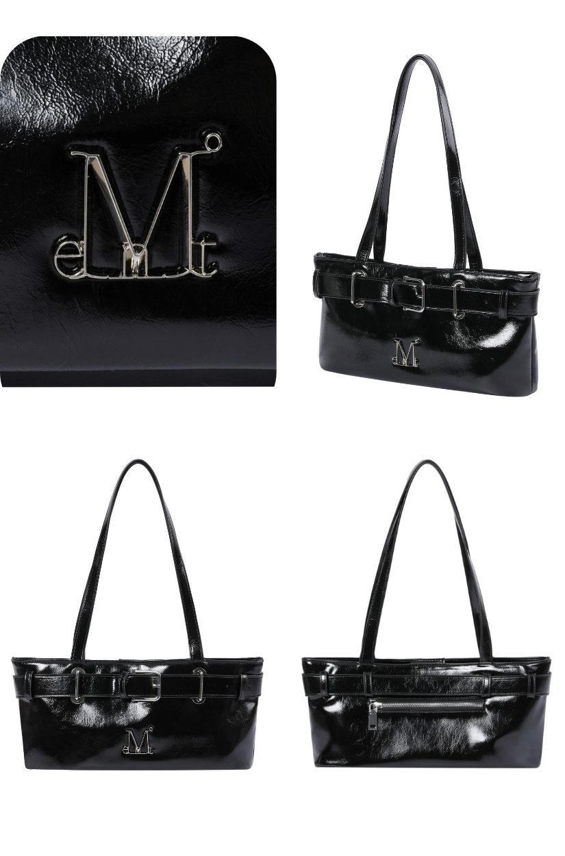 【 4/19收單 】MUCENT MONIC 金屬Logo皮帶扣飾皮革肩背包 韓國