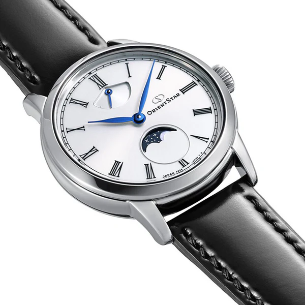 萬年鐘錶 - 東方錶  ORIENT STAR  東方之星  M45 F8  限量版皎白月光面盤月相三日鍊機械錶 RE-BW0004S 錶徑 : 39.5mm