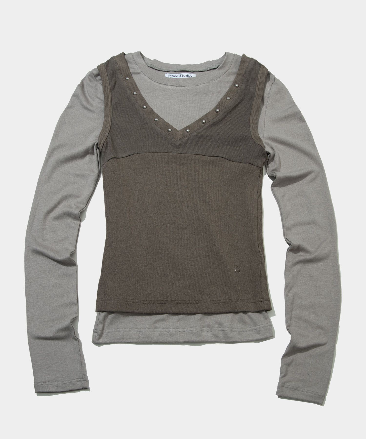 PLACE STUDIO 鉚釘 V領兩穿無袖背心 25F777989-1500