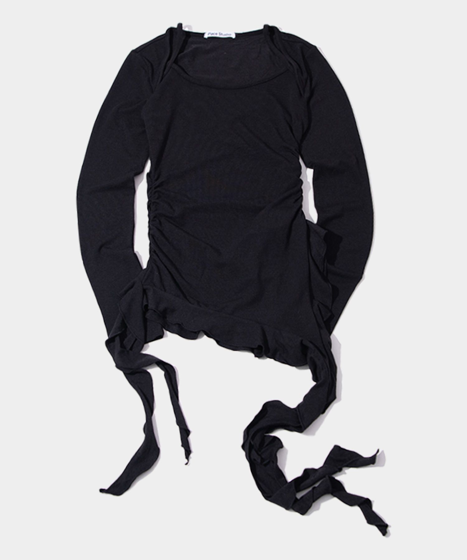 PLACE STUDIO 側抽皺荷葉邊背心 修身長版無袖上衣 24F7772006-4500