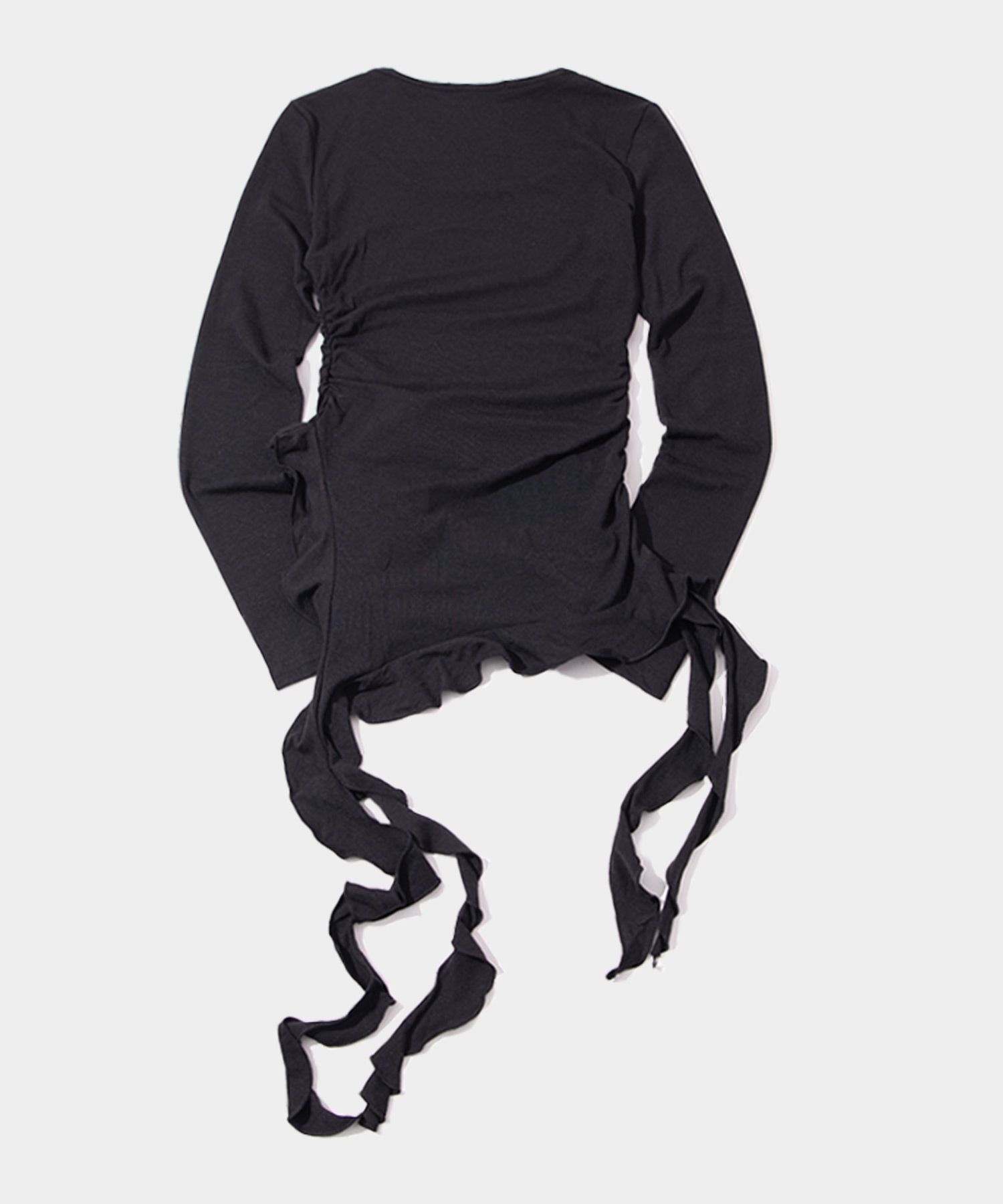 PLACE STUDIO 側抽皺荷葉邊背心 修身長版無袖上衣 24F7772006-4500